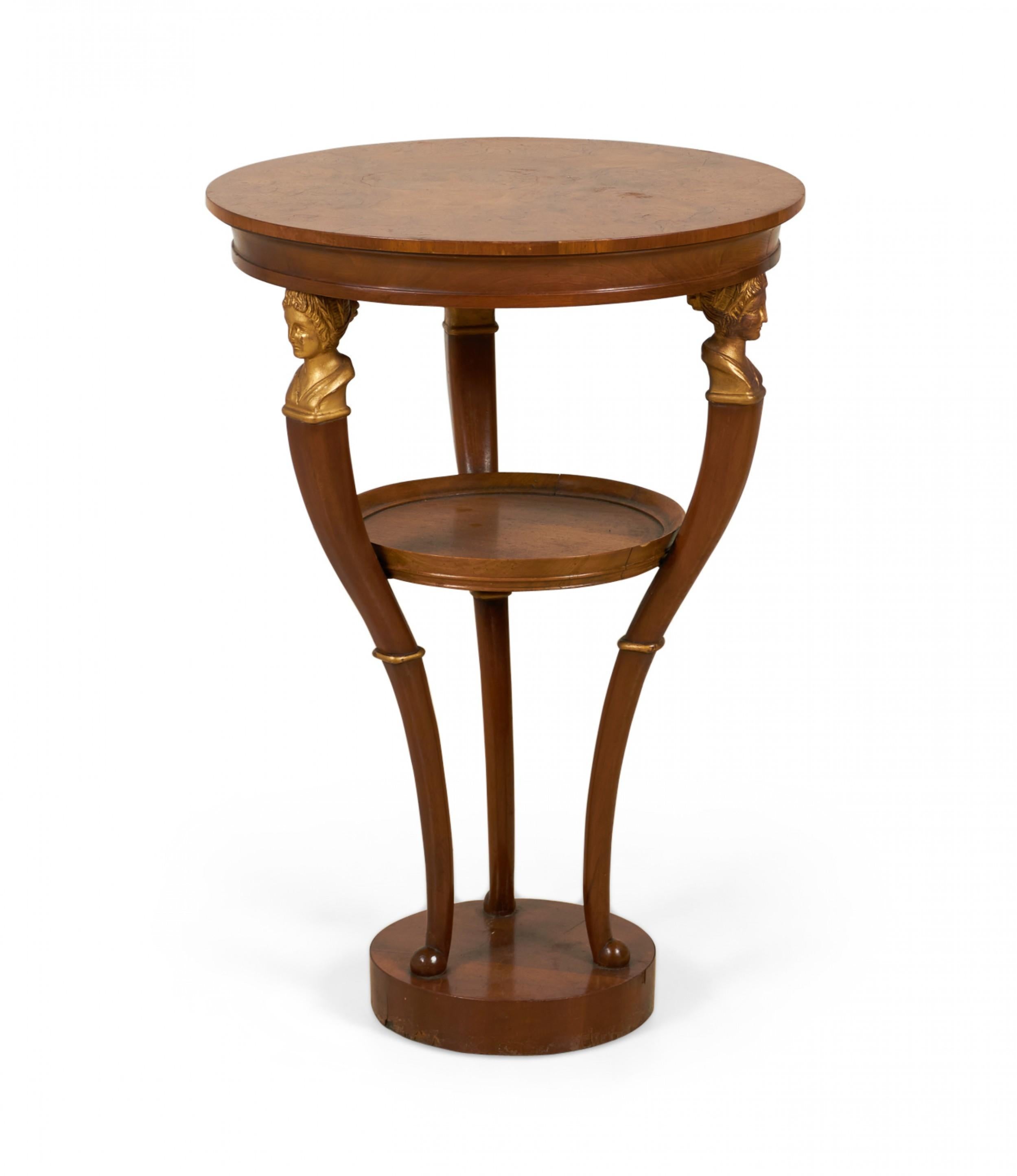 American Pair of Baker Furniture Company Neoclassical-Style Circular Mahogany End  For Sale