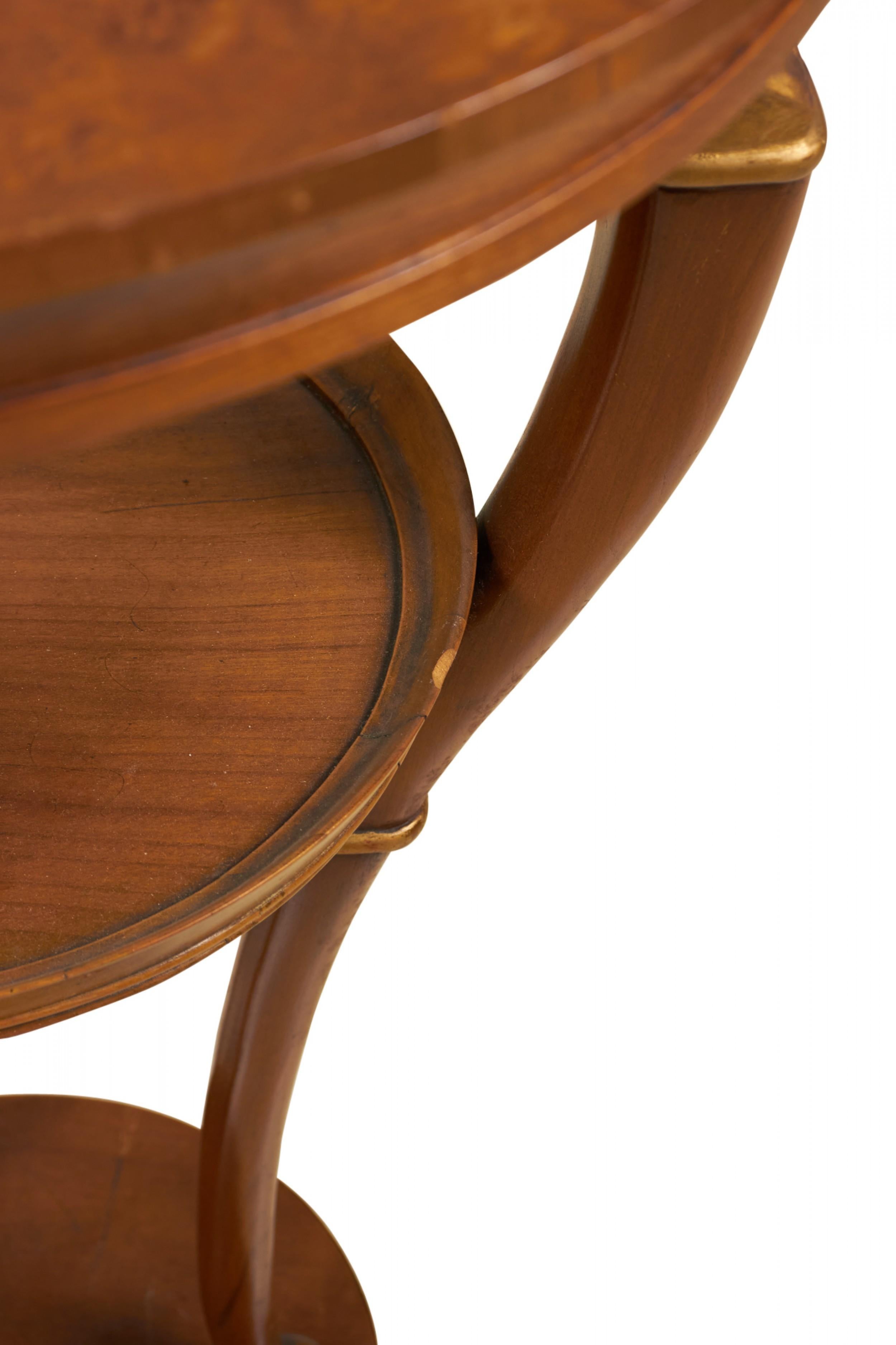 Metal Pair of Baker Furniture Company Neoclassical-Style Circular Mahogany End  For Sale