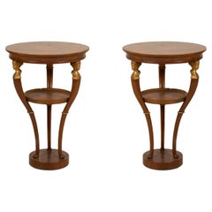 Pareja de testeros circulares de caoba de estilo neoclásico Baker Furniture Company