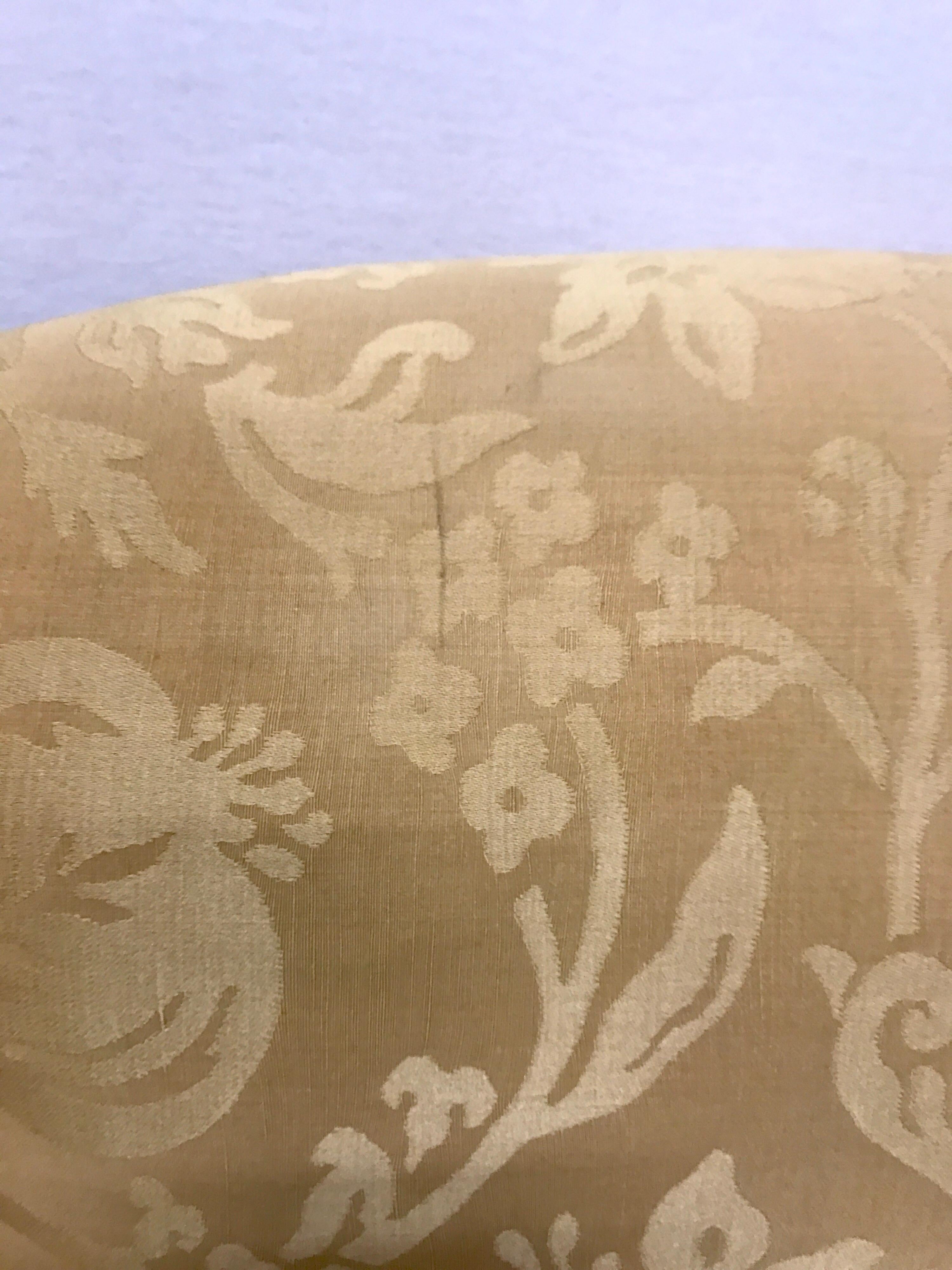 Pair of Baker Furniture Gold Damask Wingbacks Armchairs 3