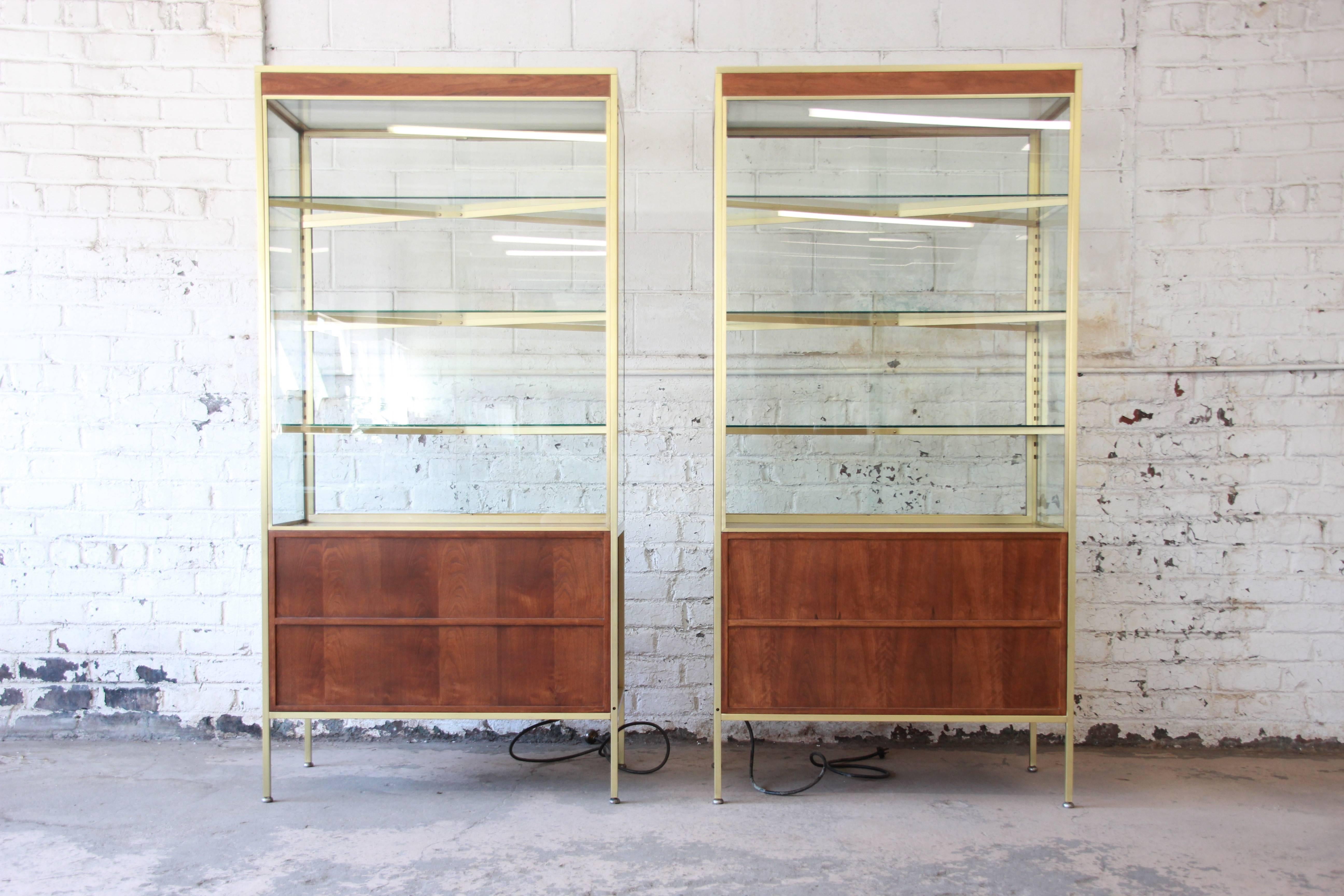 Pair of Baker Furniture Hollywood Regency Campaign Style Display Cabinets 8