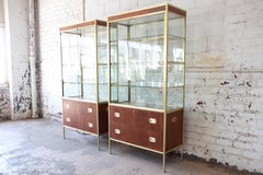 Pair of Baker Furniture Hollywood Regency Campaign Style Display Cabinets
