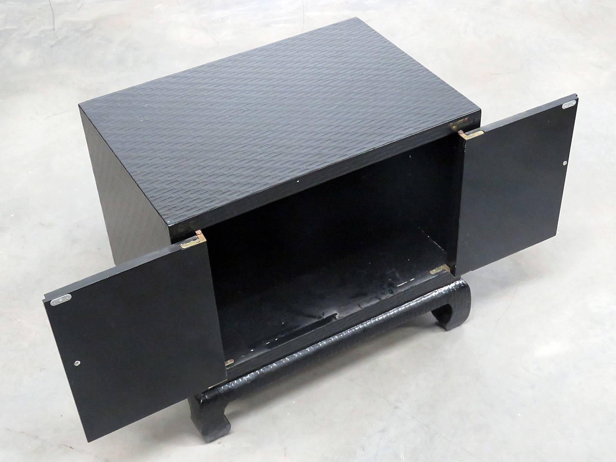 Ebonized Pair of Baker Furniture End Tables