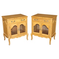 Pair of Baker Furniture Louis XV Country French Style Brass Mounted Night Stands