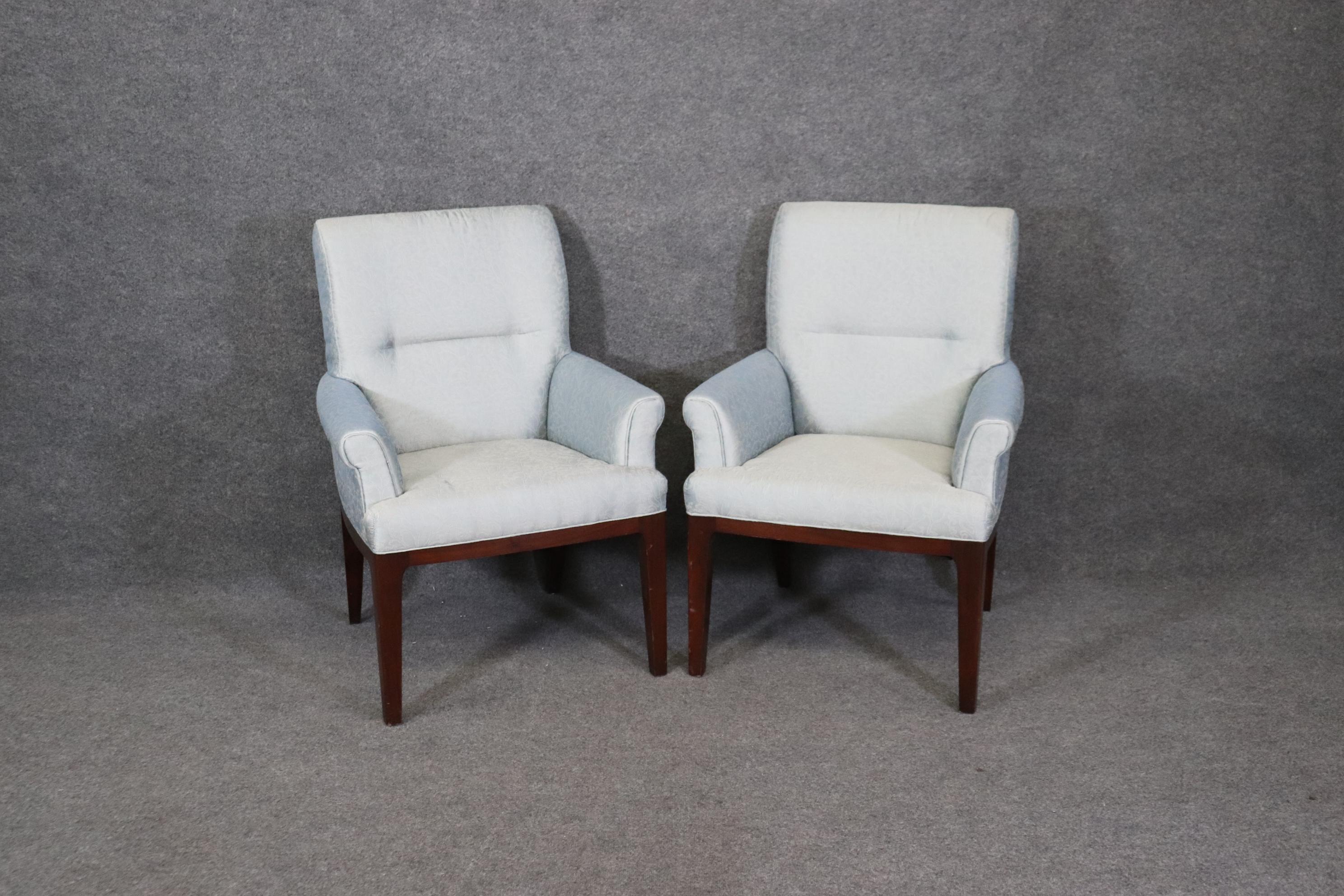 Mid-Century Modern Pair of Baker Furniture Mahogany Mid Century Modern Bergere Dining Chairs 
