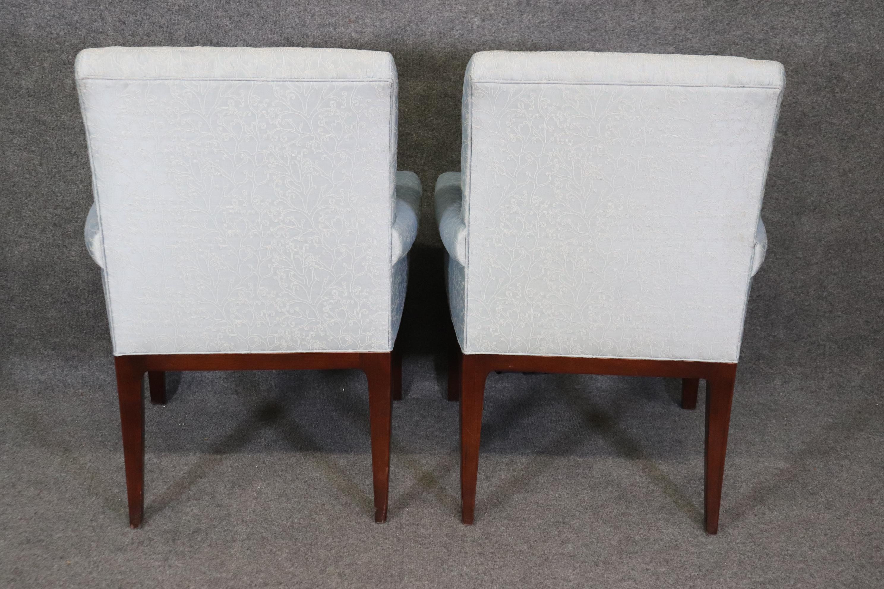 Late 20th Century Pair of Baker Furniture Mahogany Mid Century Modern Bergere Dining Chairs 