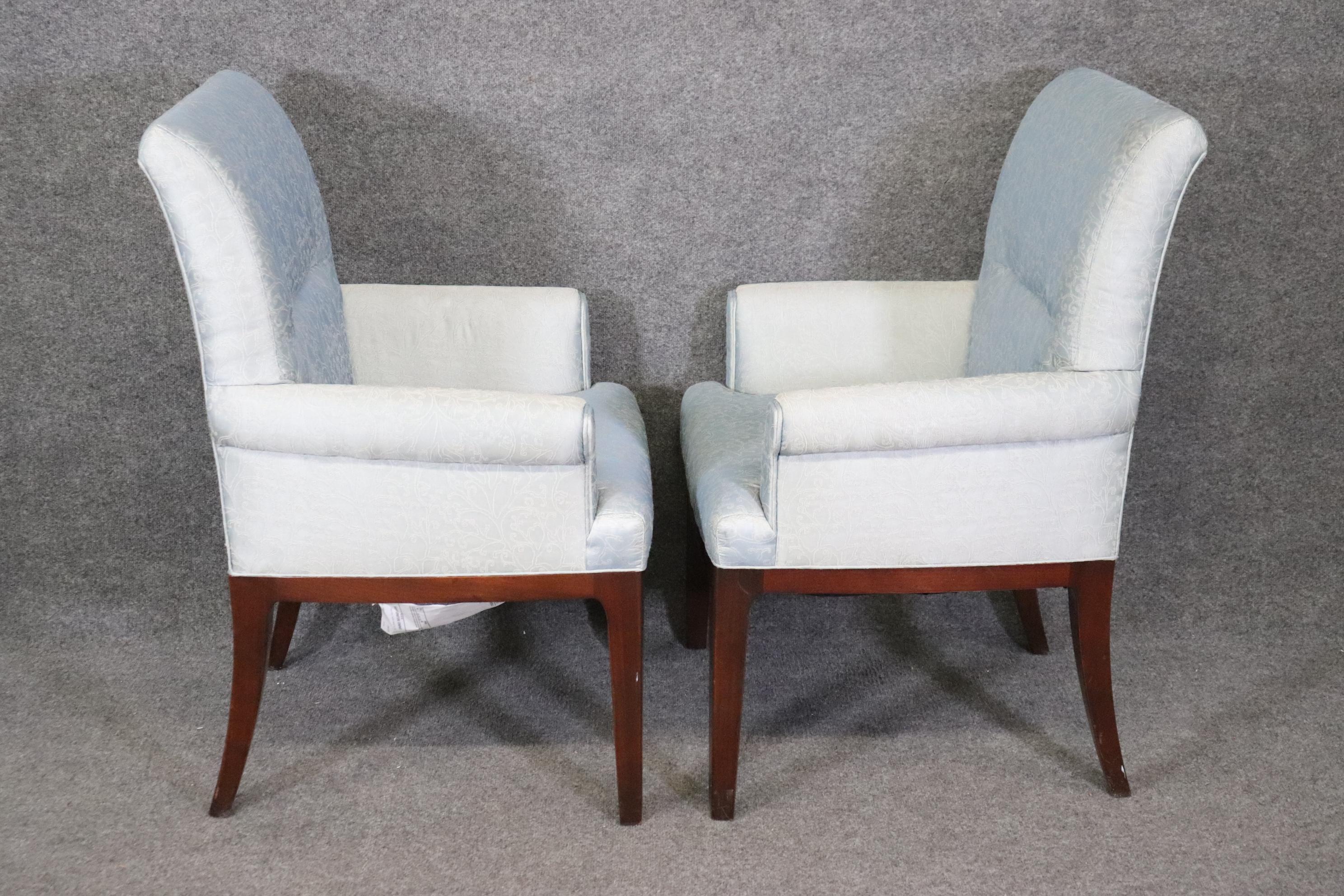 Pair of Baker Furniture Mahogany Mid Century Modern Bergere Dining Chairs  1