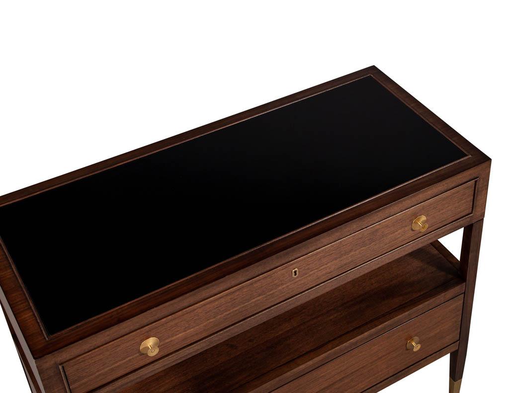 Brass Pair of Baker Furniture Modern Walnut Chests