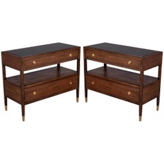 Pair of Baker Furniture Modern Walnut Chests