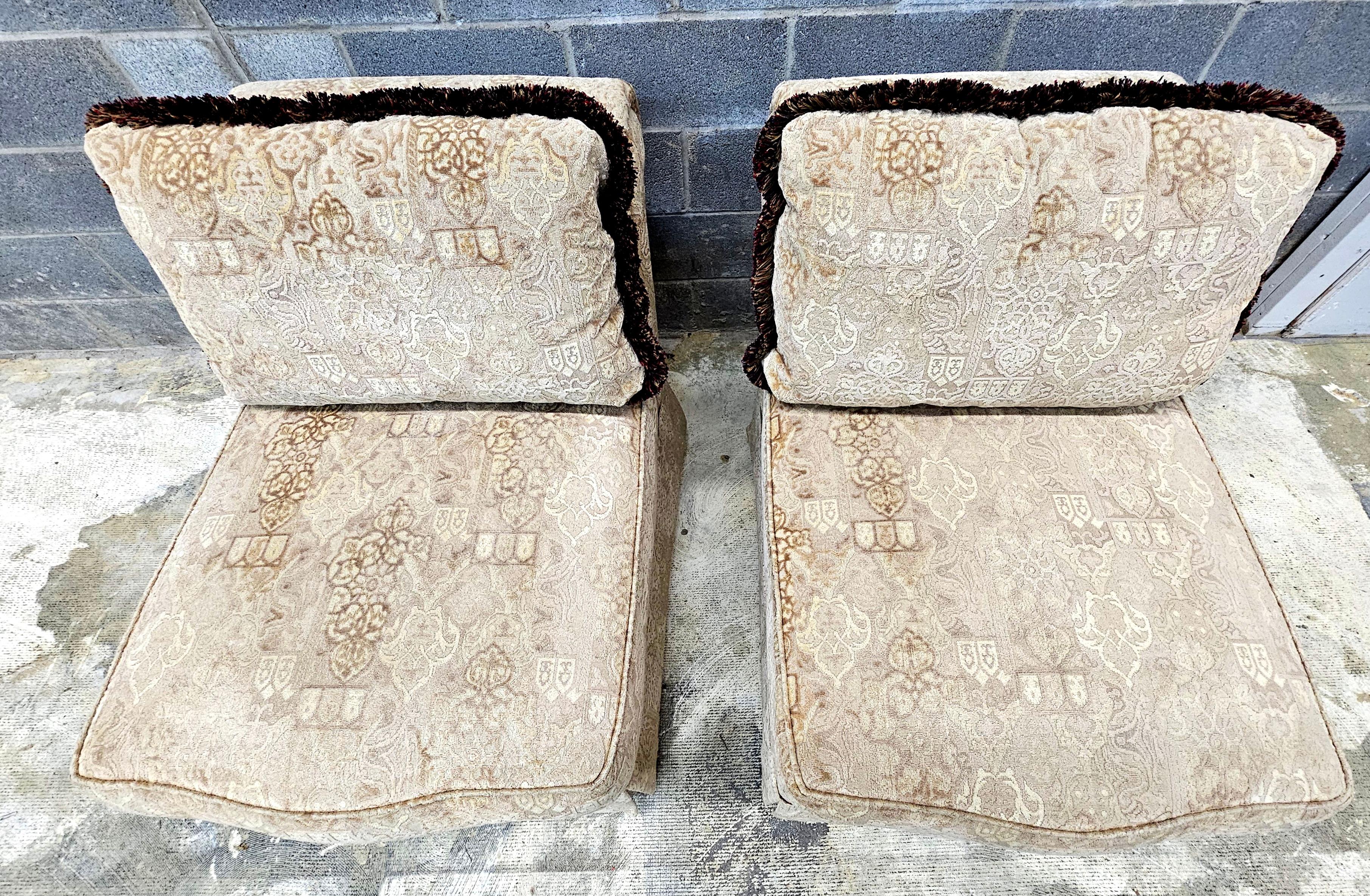 American Pair of Baker Furniture Roll Back Plush Upholstered Slipper Chairs For Sale