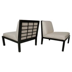 Retro Pair of Baker Furniture Slipper Chairs