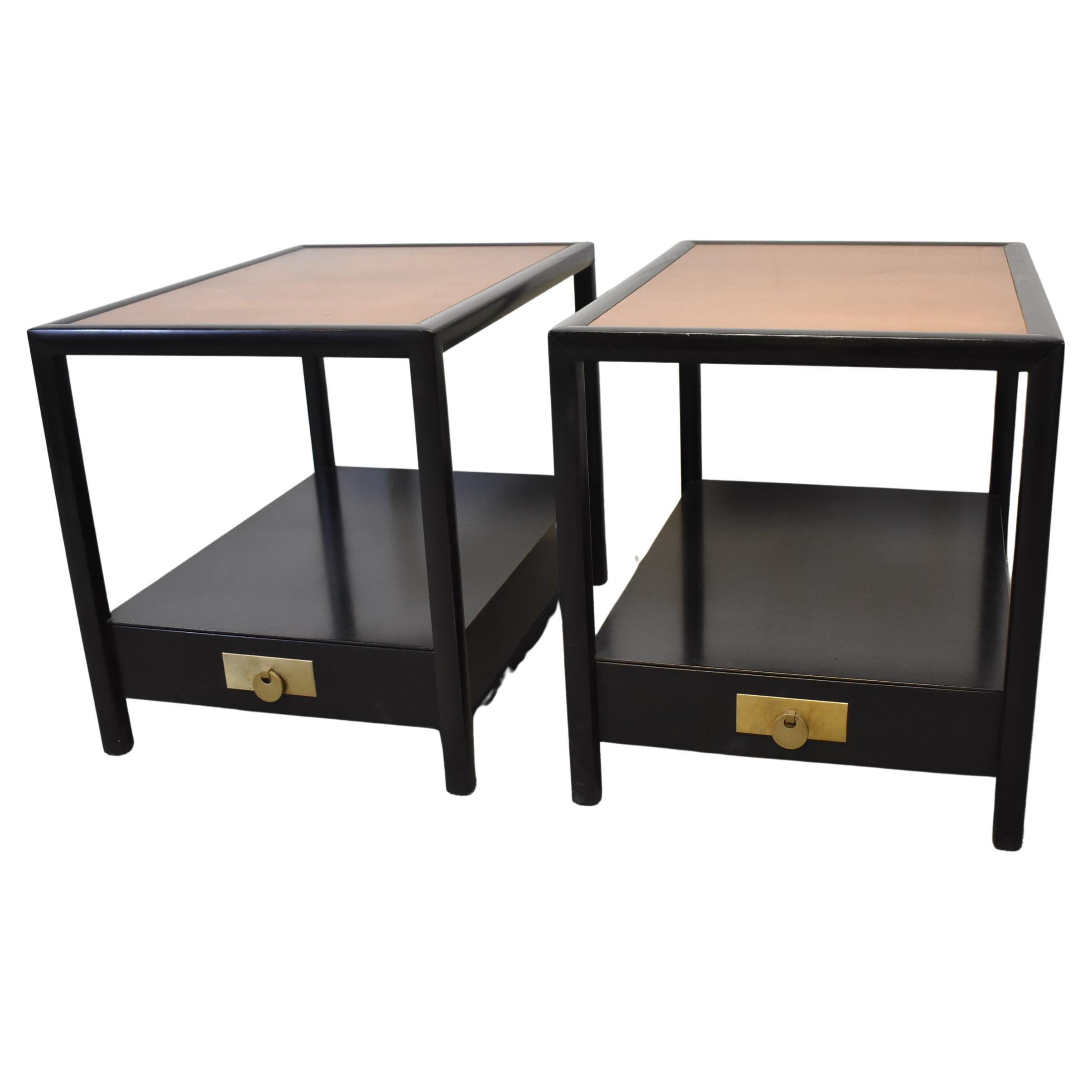 Pair of Baker Hollywood Regency End Tables by Michael Taylor For Sale