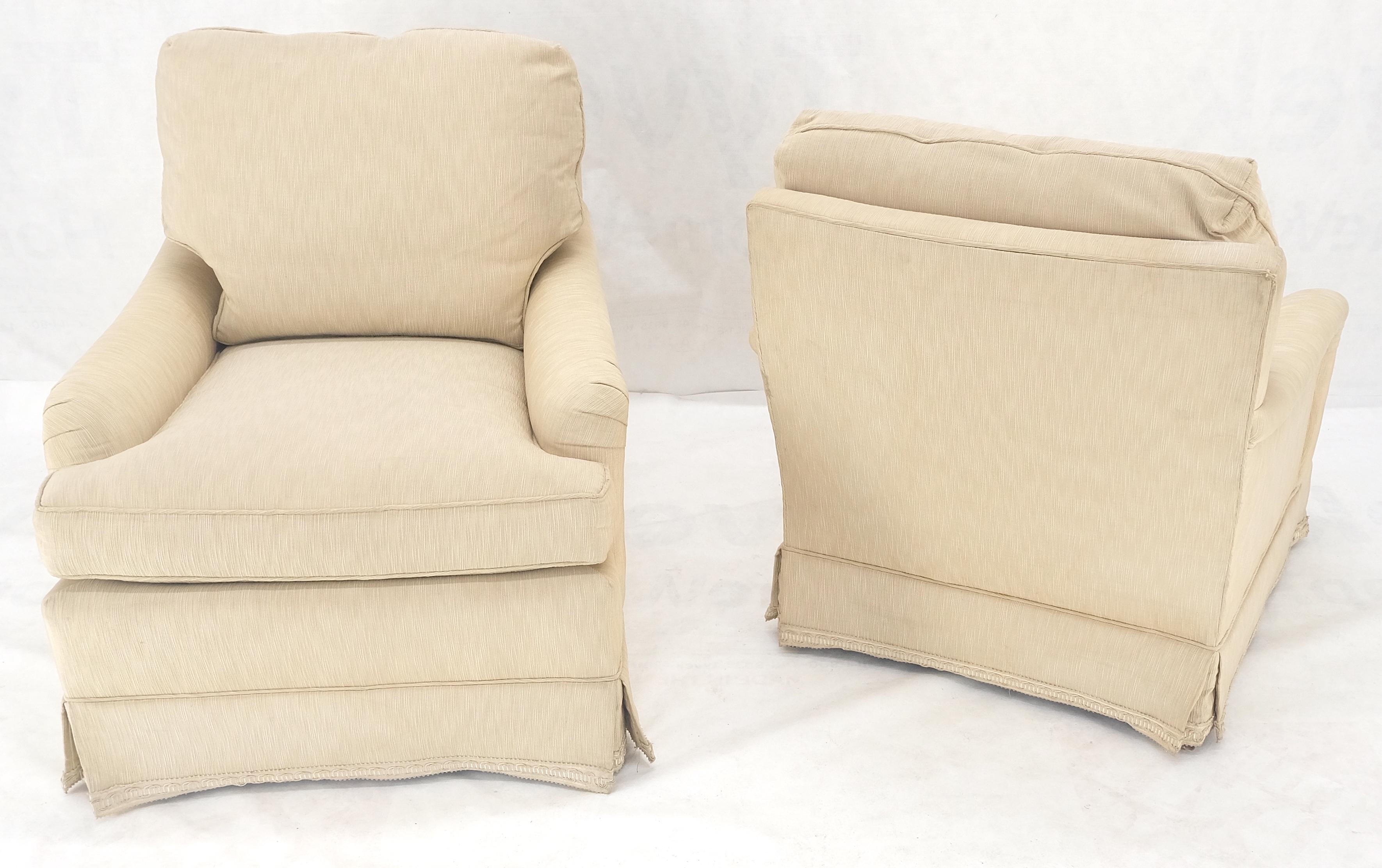 Pair of Baker Light Cream Beige Upholstery Lounge Club Chairs 