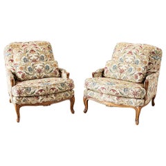 Pair of Baker Louis XV Provincial Style Bergeres