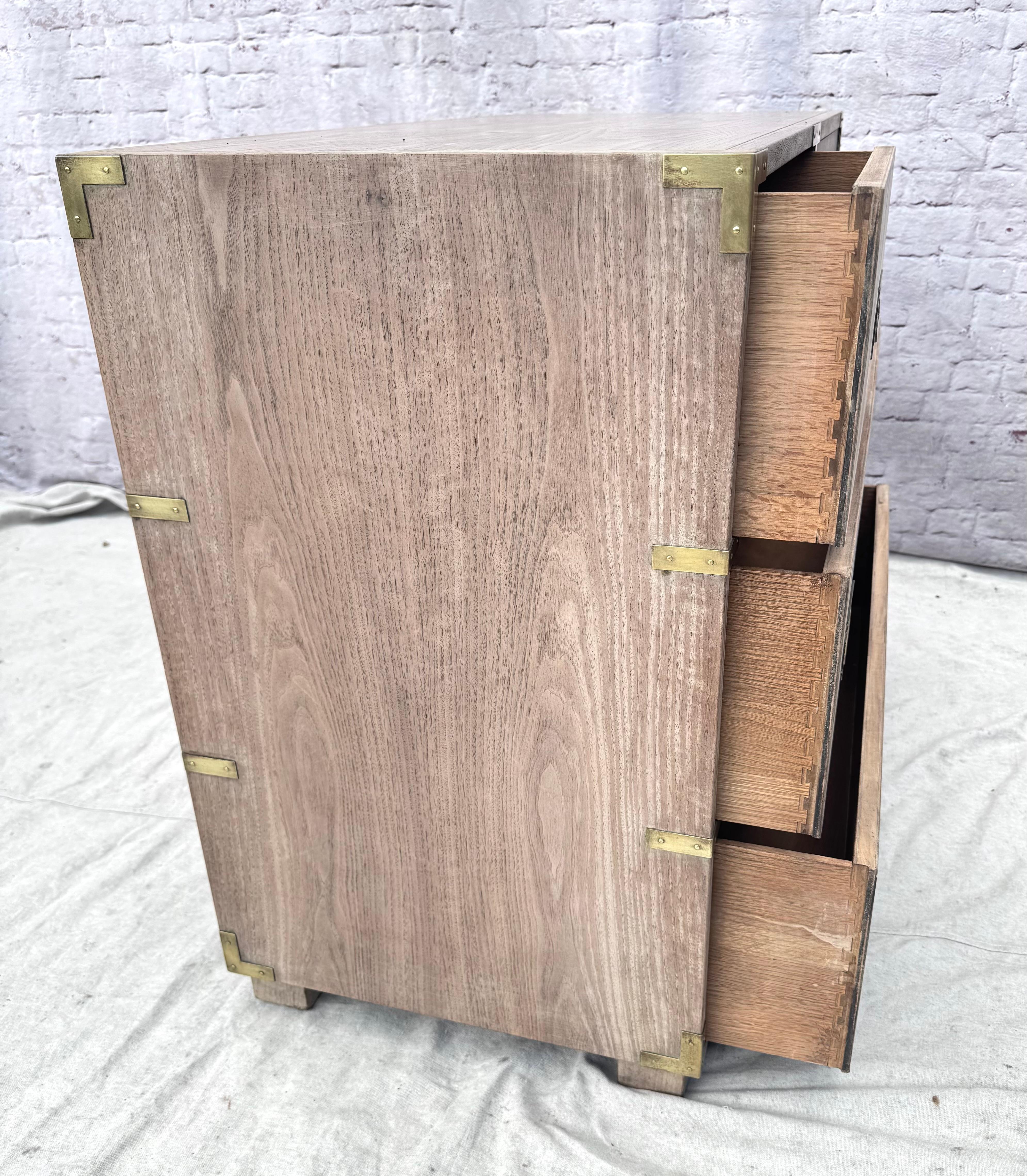 Pair Of Baker Mid-Century Bleached Four Drawer Chests For Sale 5