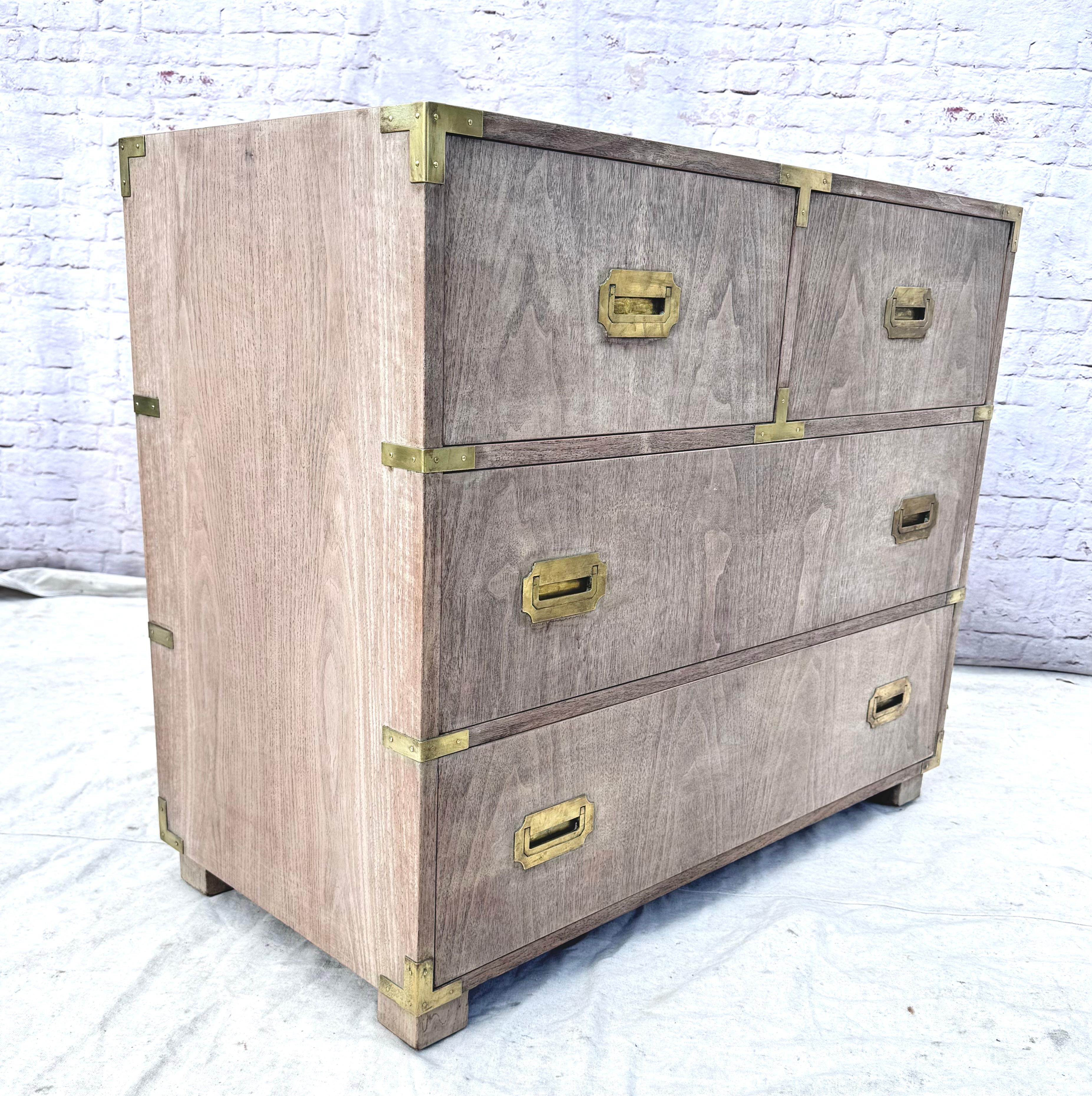 Pair Of Baker Mid-Century Bleached Four Drawer Chests For Sale 6