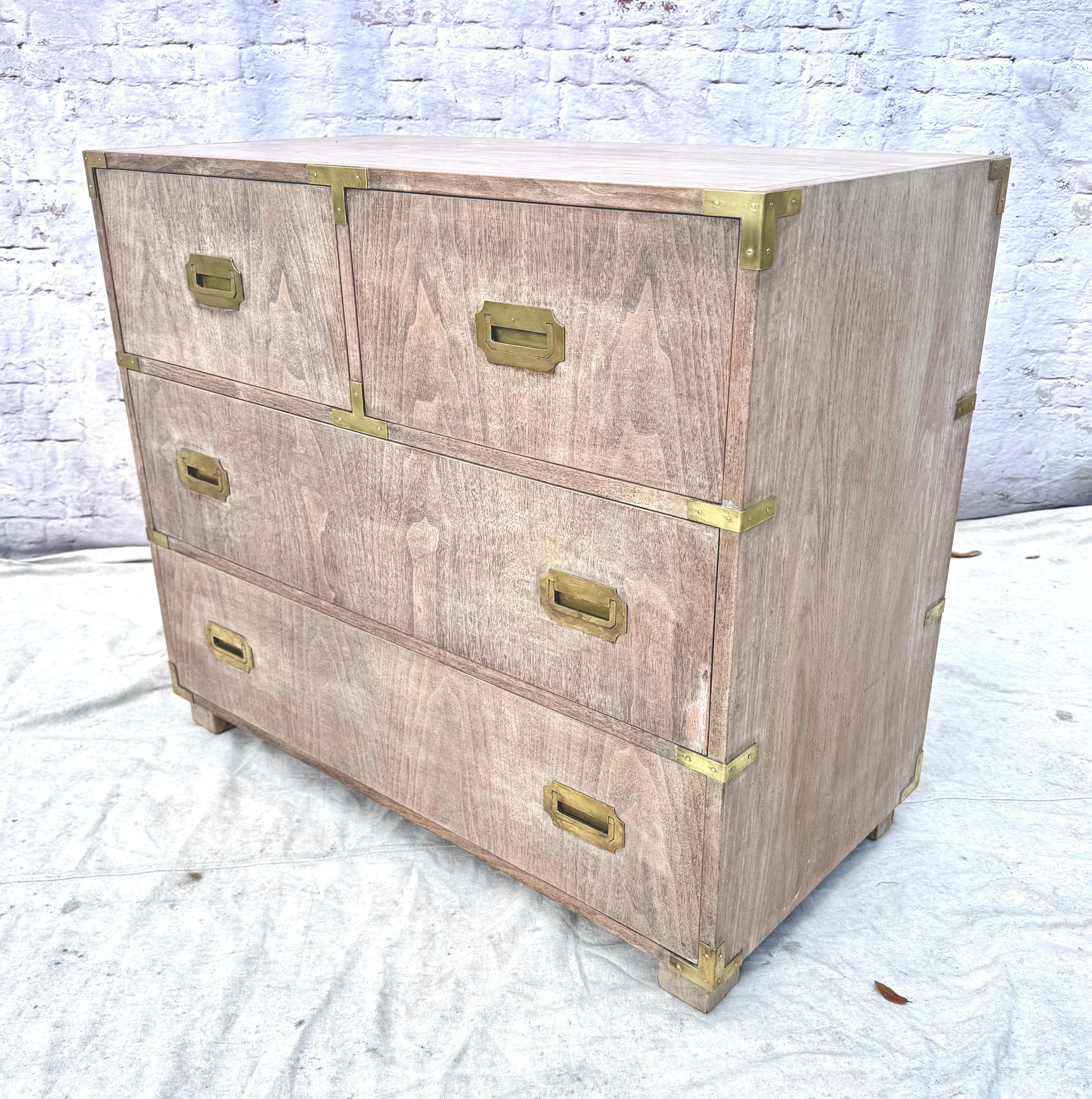 Pair Of Baker Mid-Century Bleached Four Drawer Chests For Sale 7