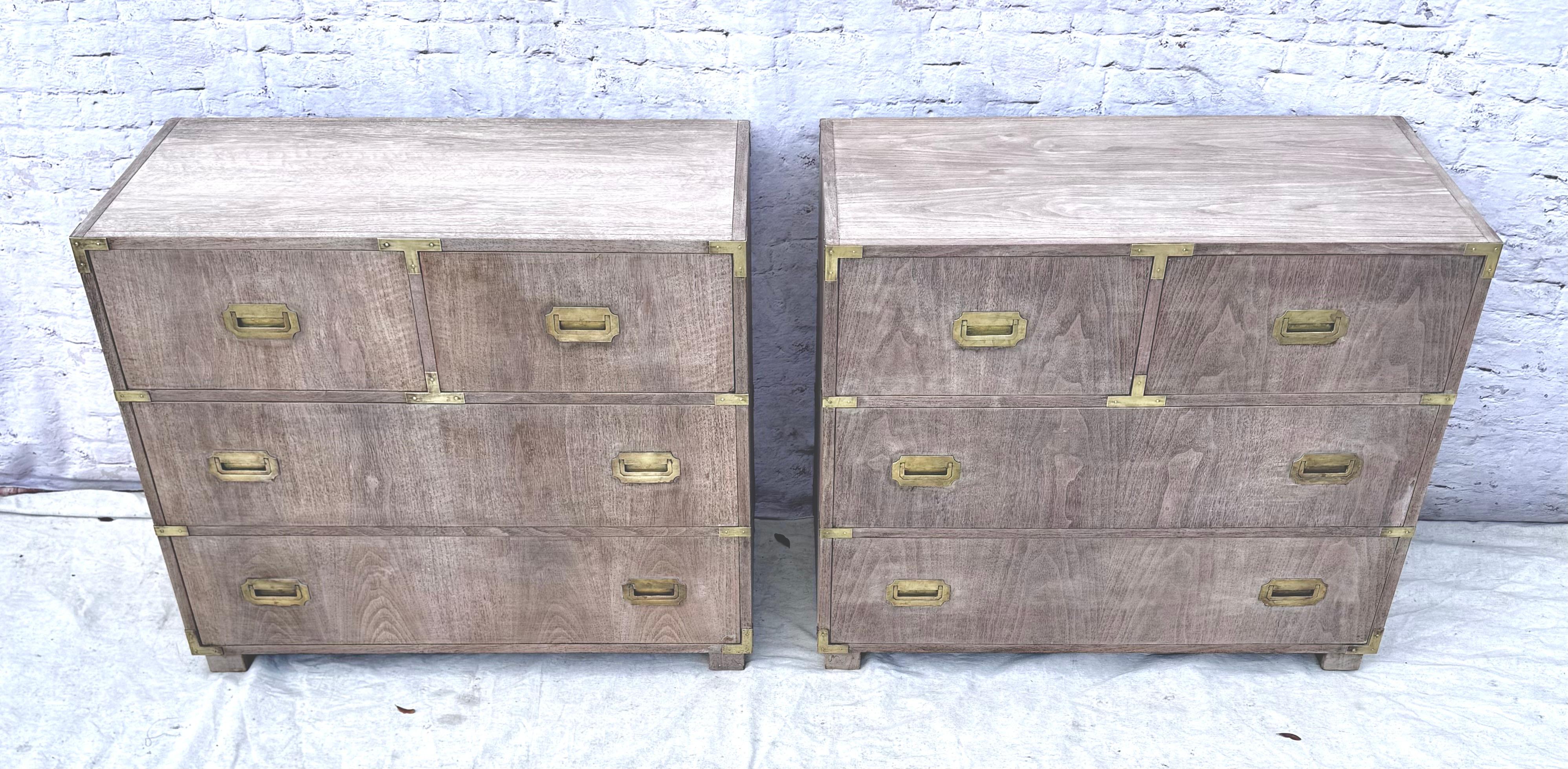 American Pair Of Baker Mid-Century Bleached Four Drawer Chests For Sale