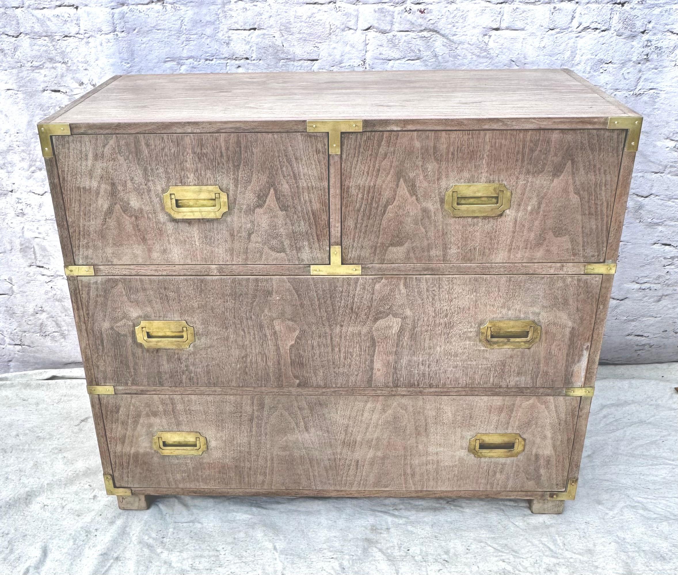 20th Century Pair Of Baker Mid-Century Bleached Four Drawer Chests For Sale
