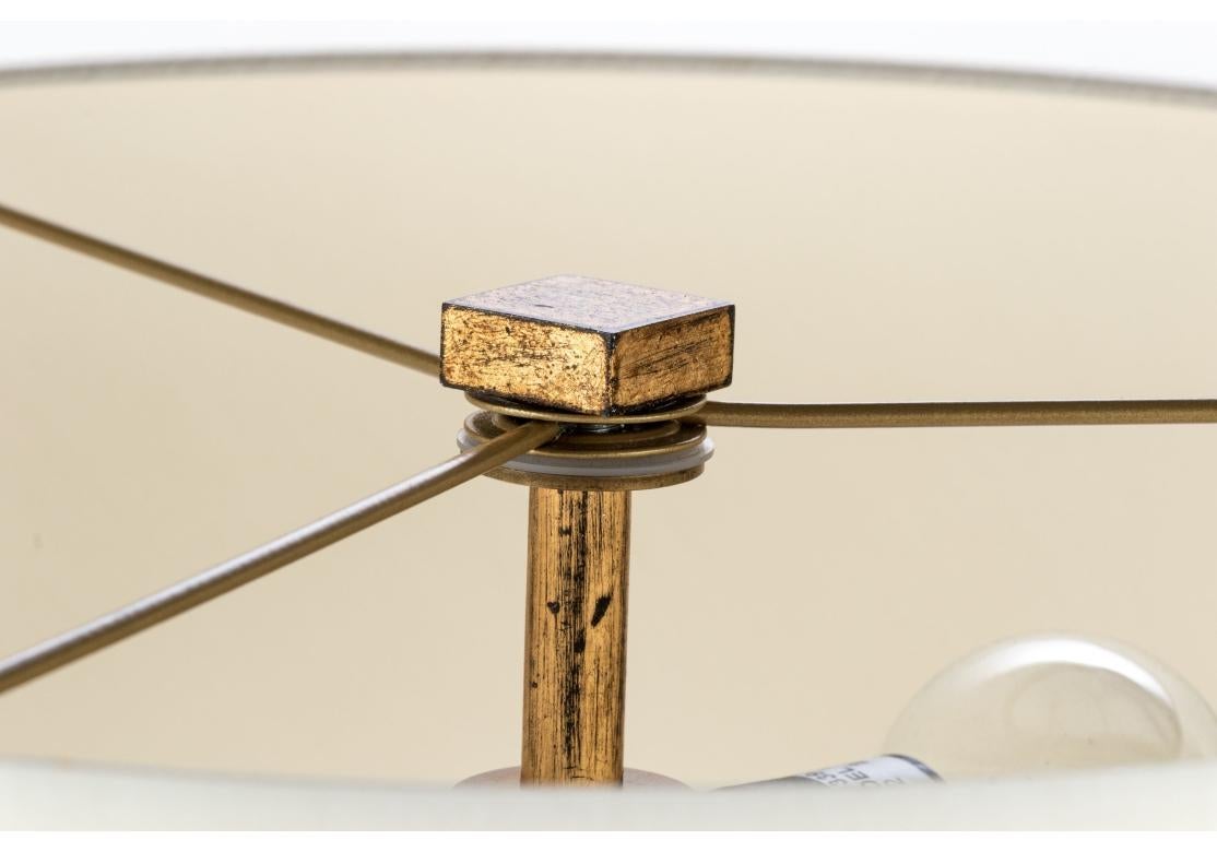Unknown Pair Of Baker Milling Road Gold Leaf Metal Cage Table Lamps With Shades For Sale