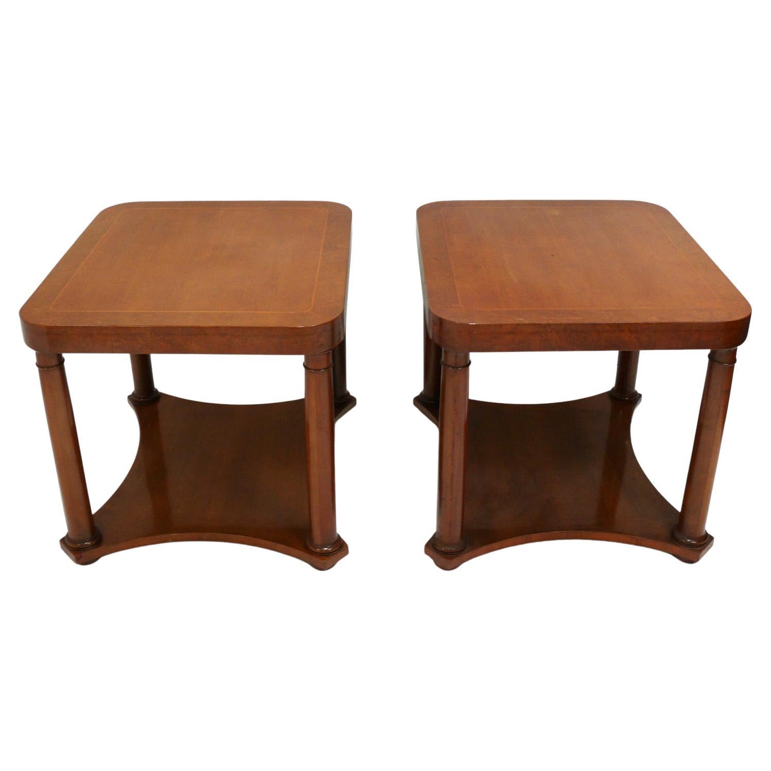 Pair of Baker Neoclassical End Tables or Nightstands For Sale