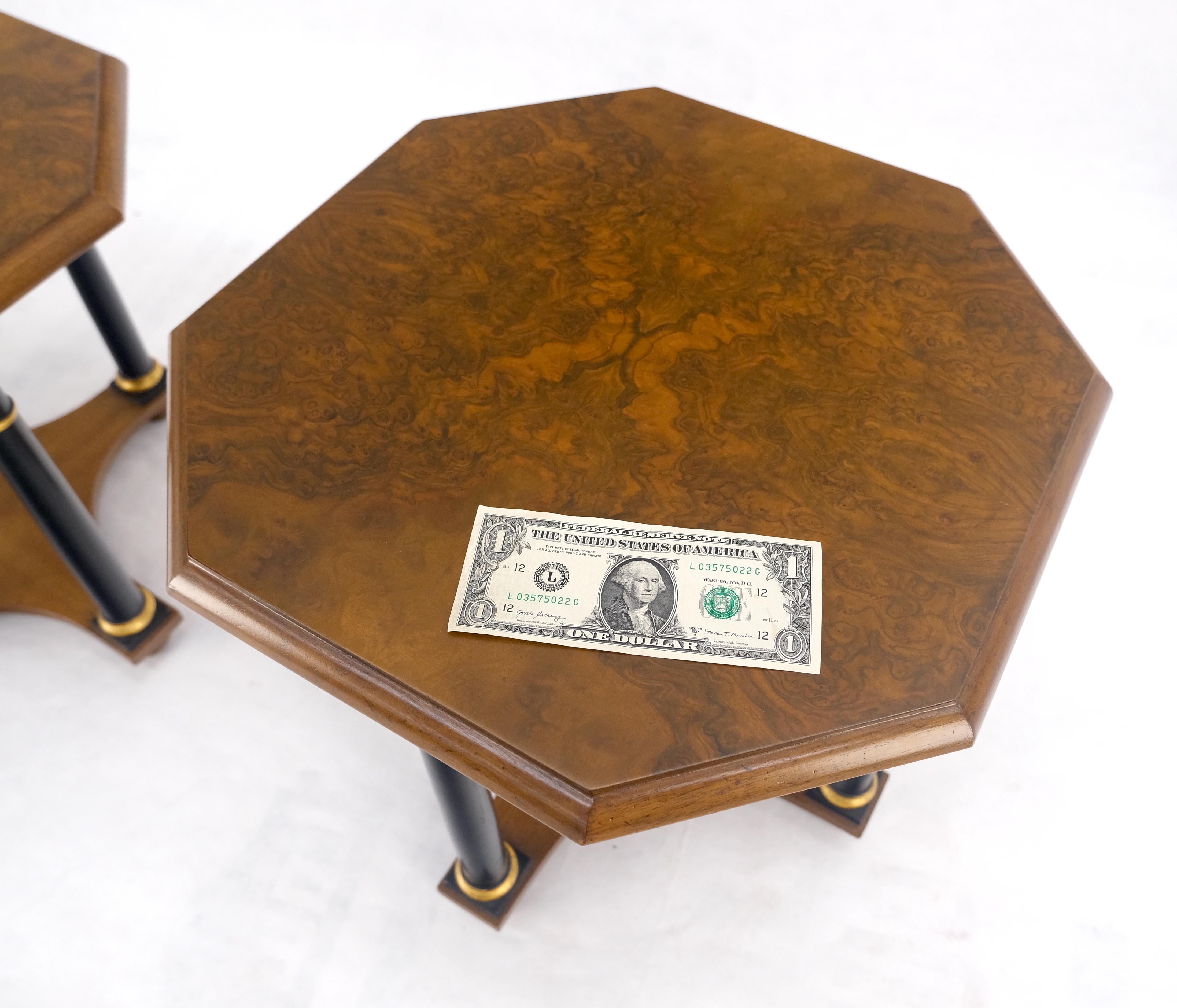 Pair of Baker Neoclassical Octagon Shape End Side Lamp Tables Stands MINT! For Sale 4