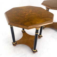 Pair of Baker Neoclassical Octagon Shape End Side Lamp Tables Stands MINT!
