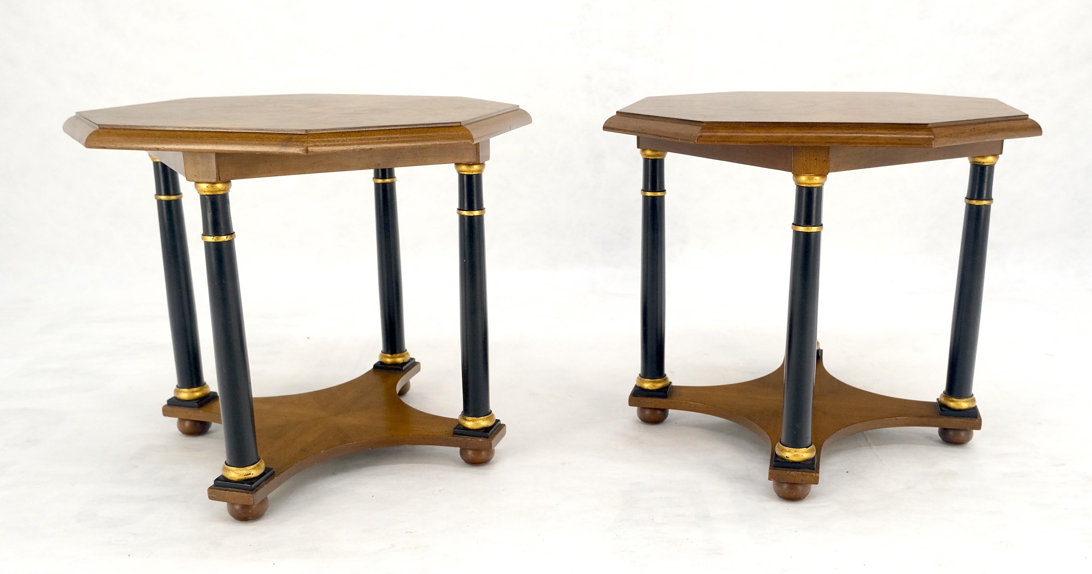 Pair of Baker Neoclassical Octagon Shape End Side Lamp Tables Stands MINT! In Good Condition For Sale In Rockaway, NJ