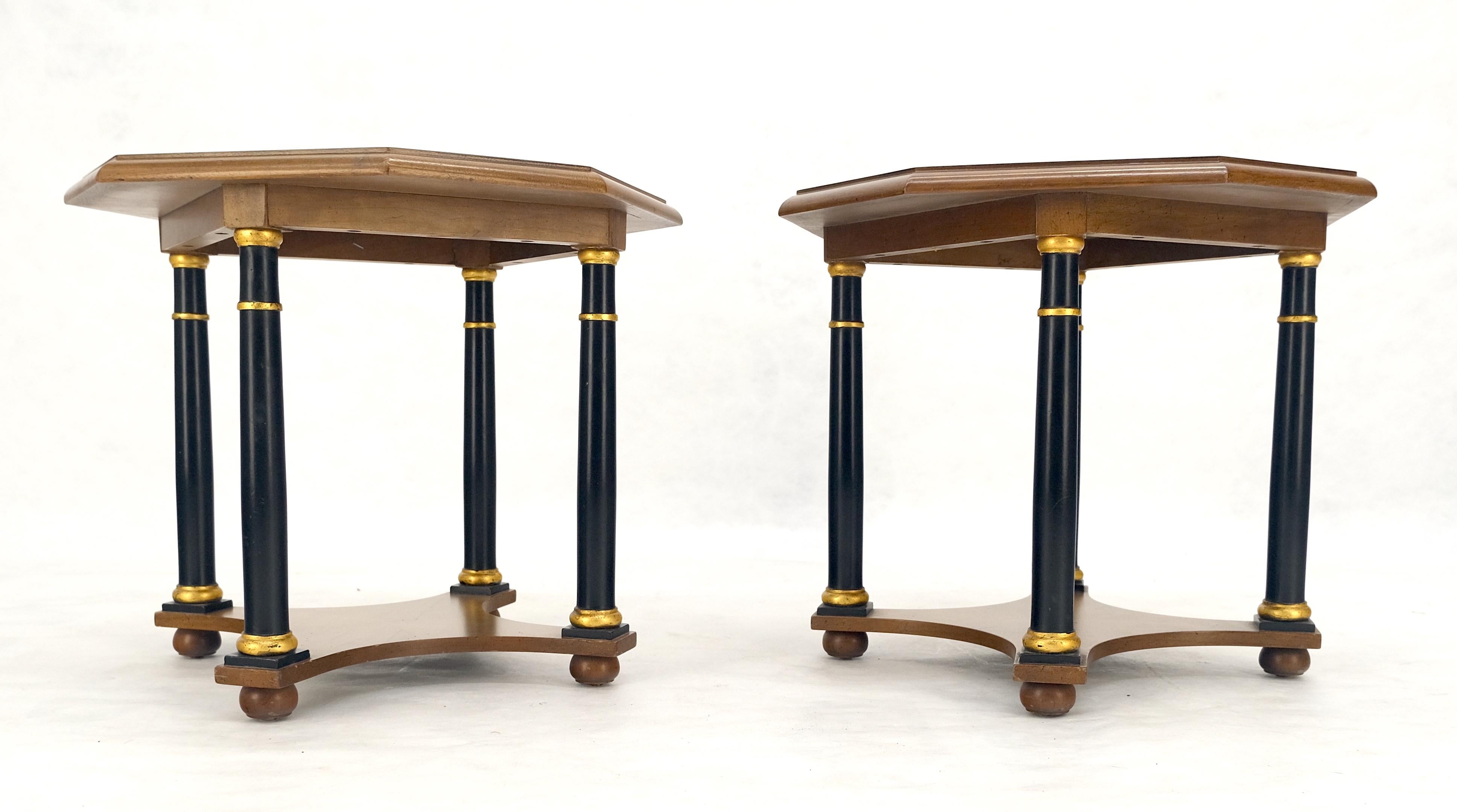 20th Century Pair of Baker Neoclassical Octagon Shape End Side Lamp Tables Stands MINT! For Sale