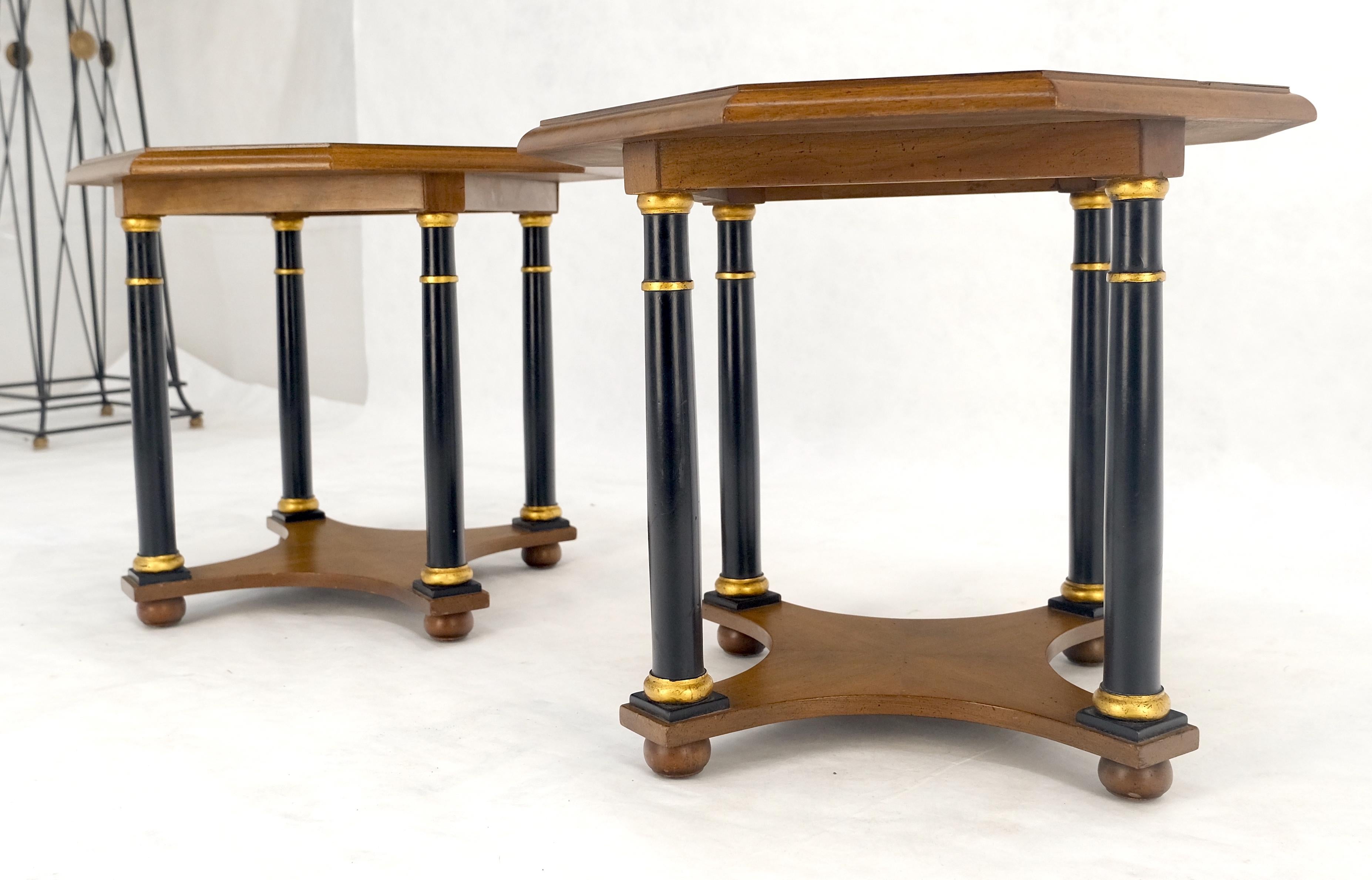 Pair of Baker Neoclassical Octagon Shape End Side Lamp Tables Stands MINT! For Sale 1