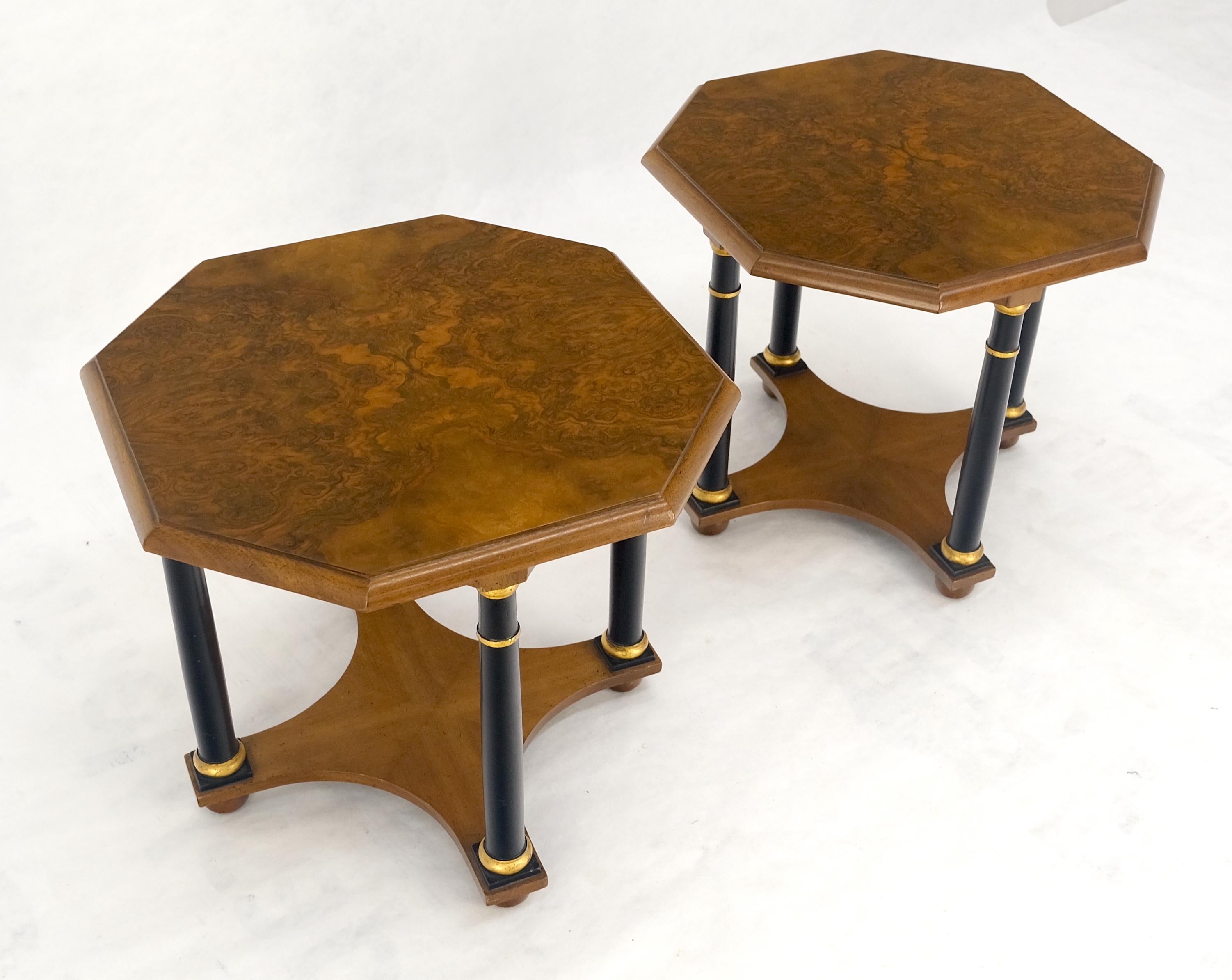 Pair of Baker Neoclassical Octagon Shape End Side Lamp Tables Stands MINT! For Sale 2