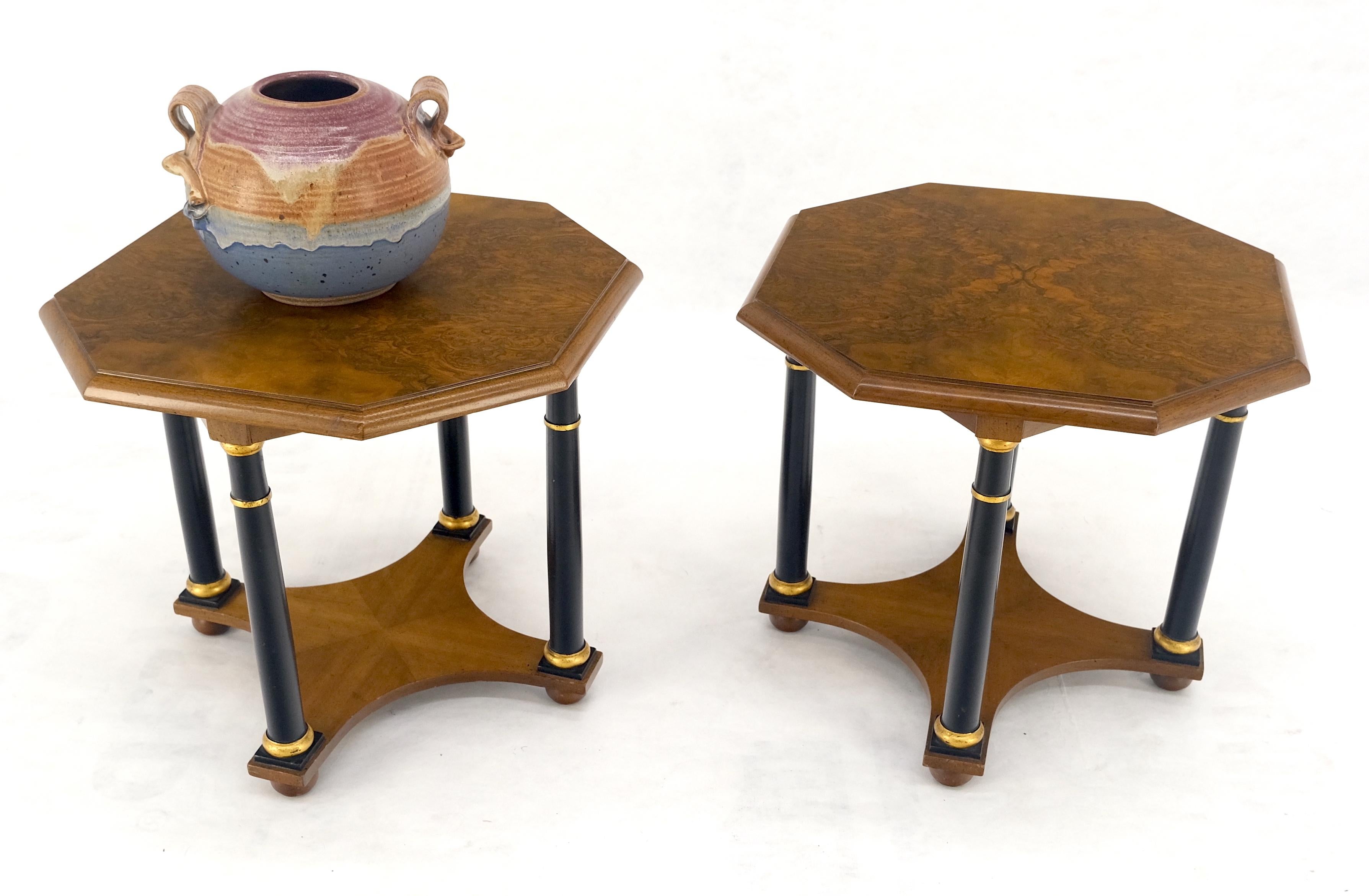 Pair of Baker Neoclassical Octagon Shape End Side Lamp Tables Stands MINT! For Sale 3