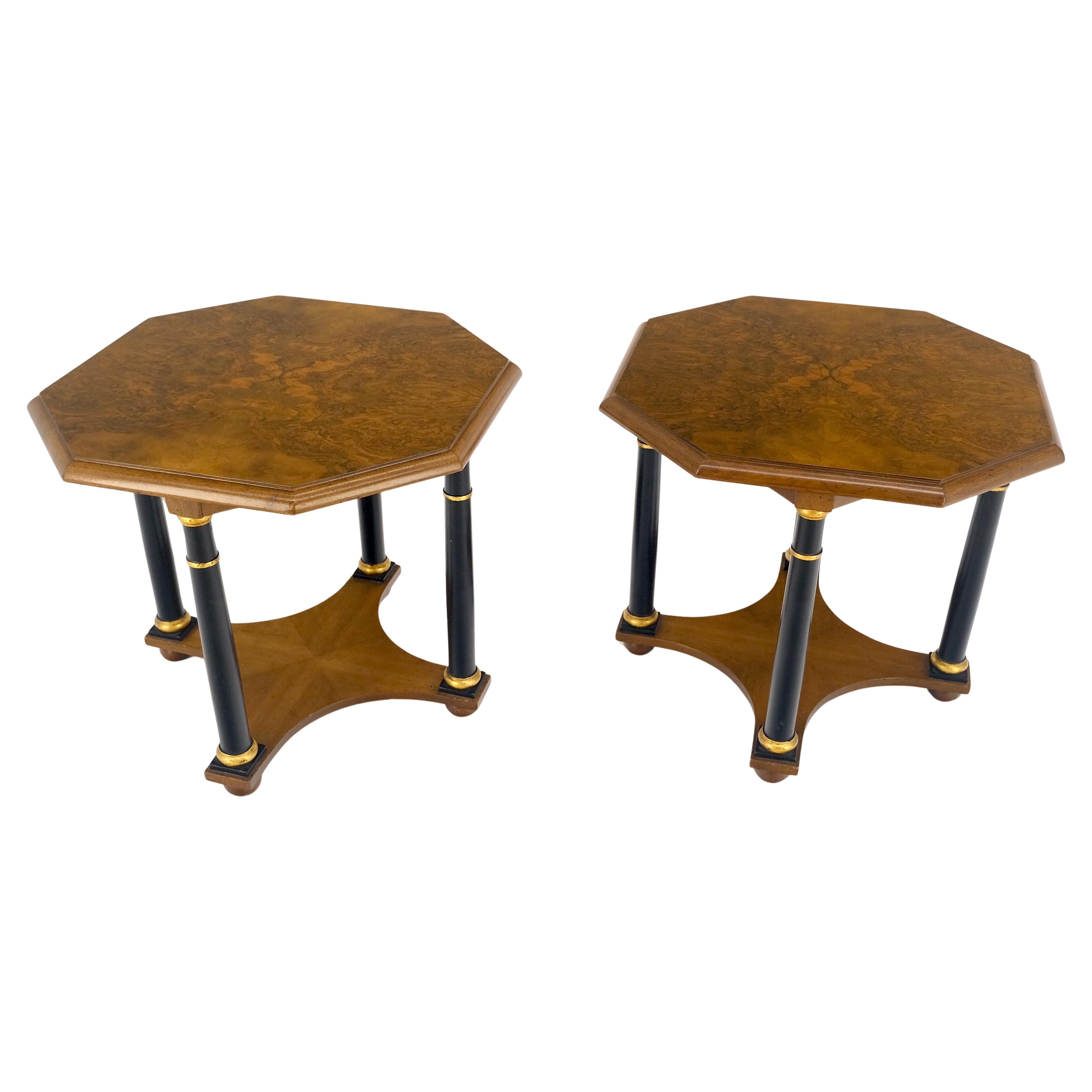 Pair of Baker Neoclassical Octagon Shape End Side Lamp Tables Stands MINT! For Sale