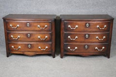 Pair of Baker Furniture Three Drawer Walnut Commodes
