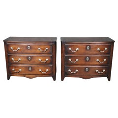Pair of Baker Furniture Three Drawer Walnut Commodes