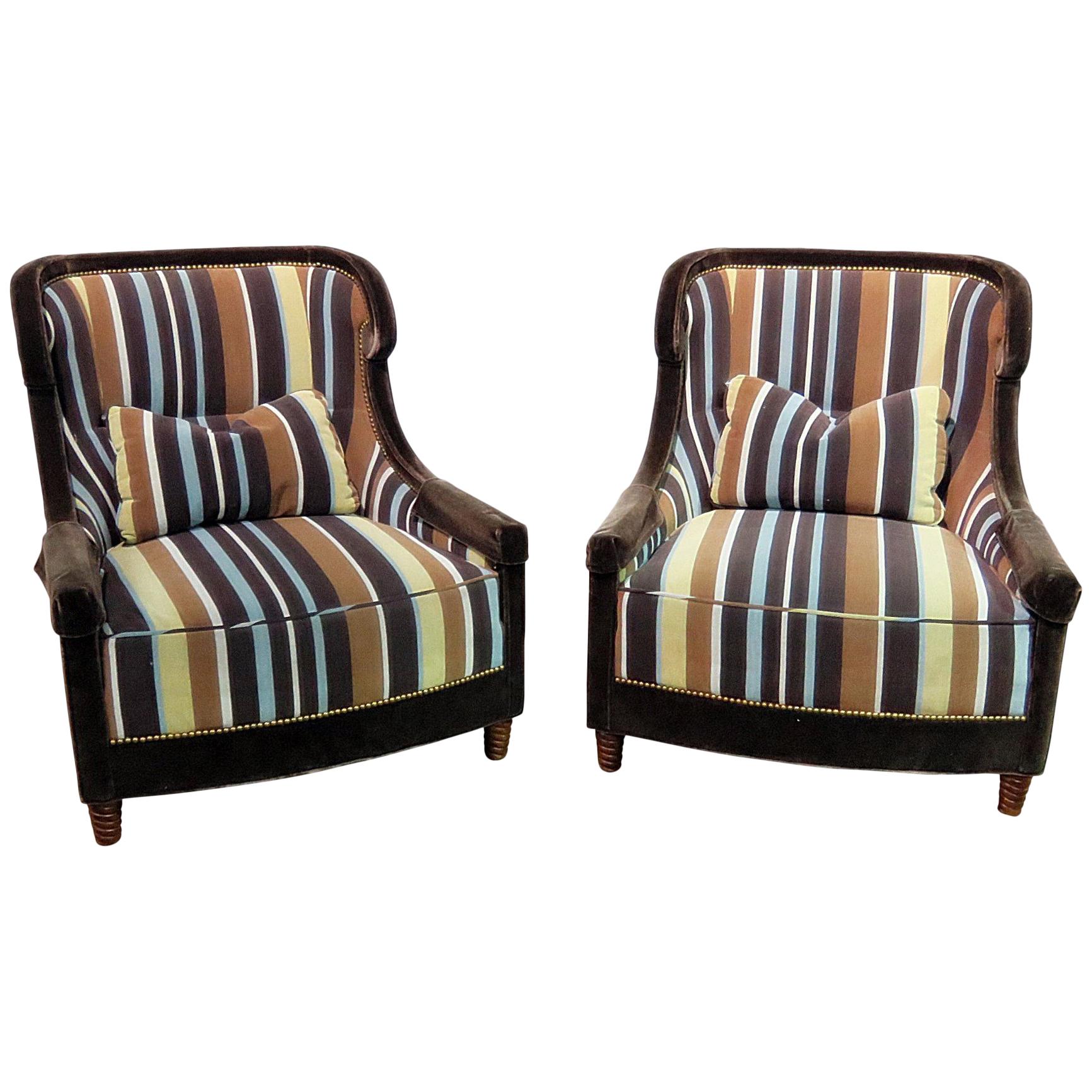 Pair of Baker Wingback Chairs For Sale at 1stDibs
