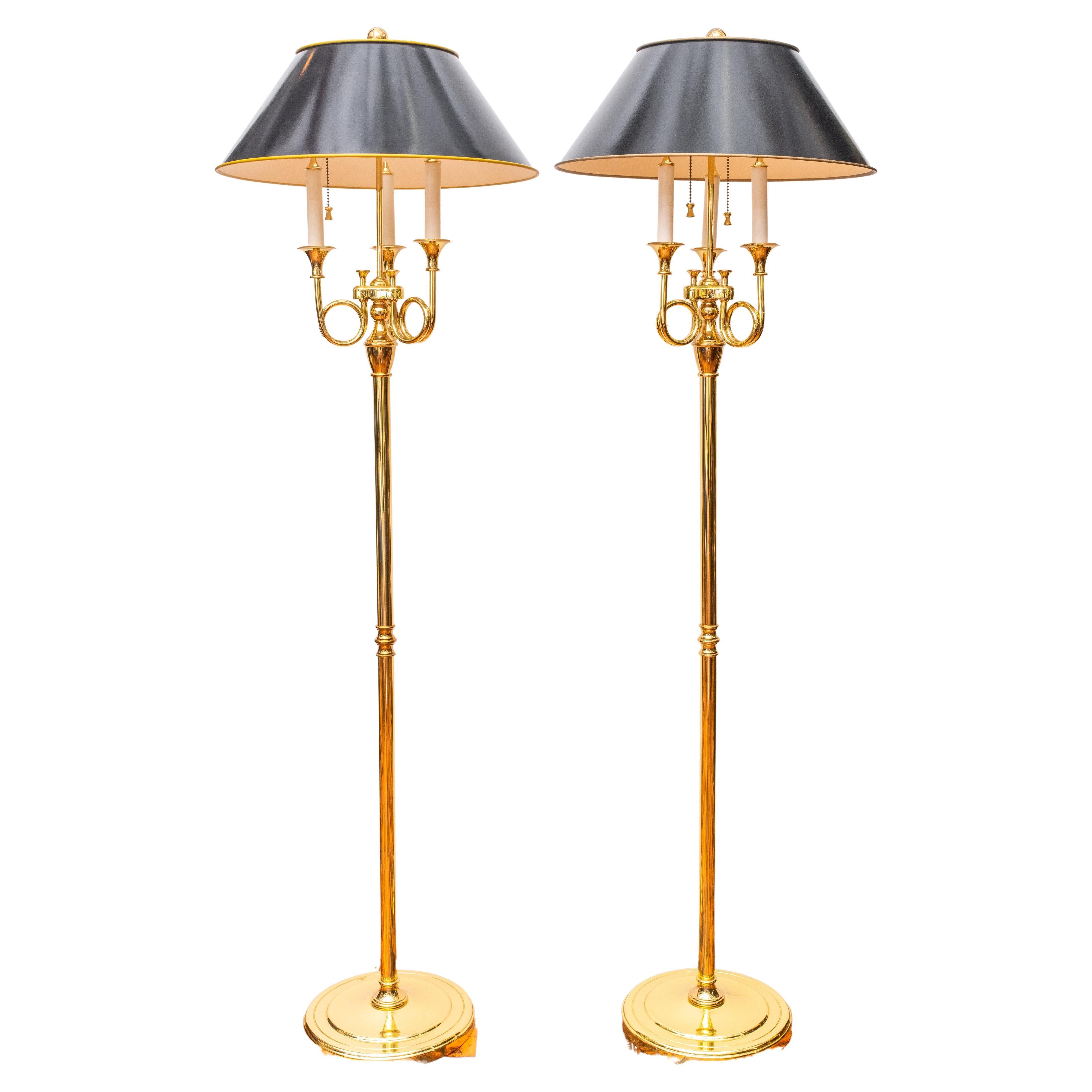 Pair of Baldwin Heavy Brass Floor Lamps