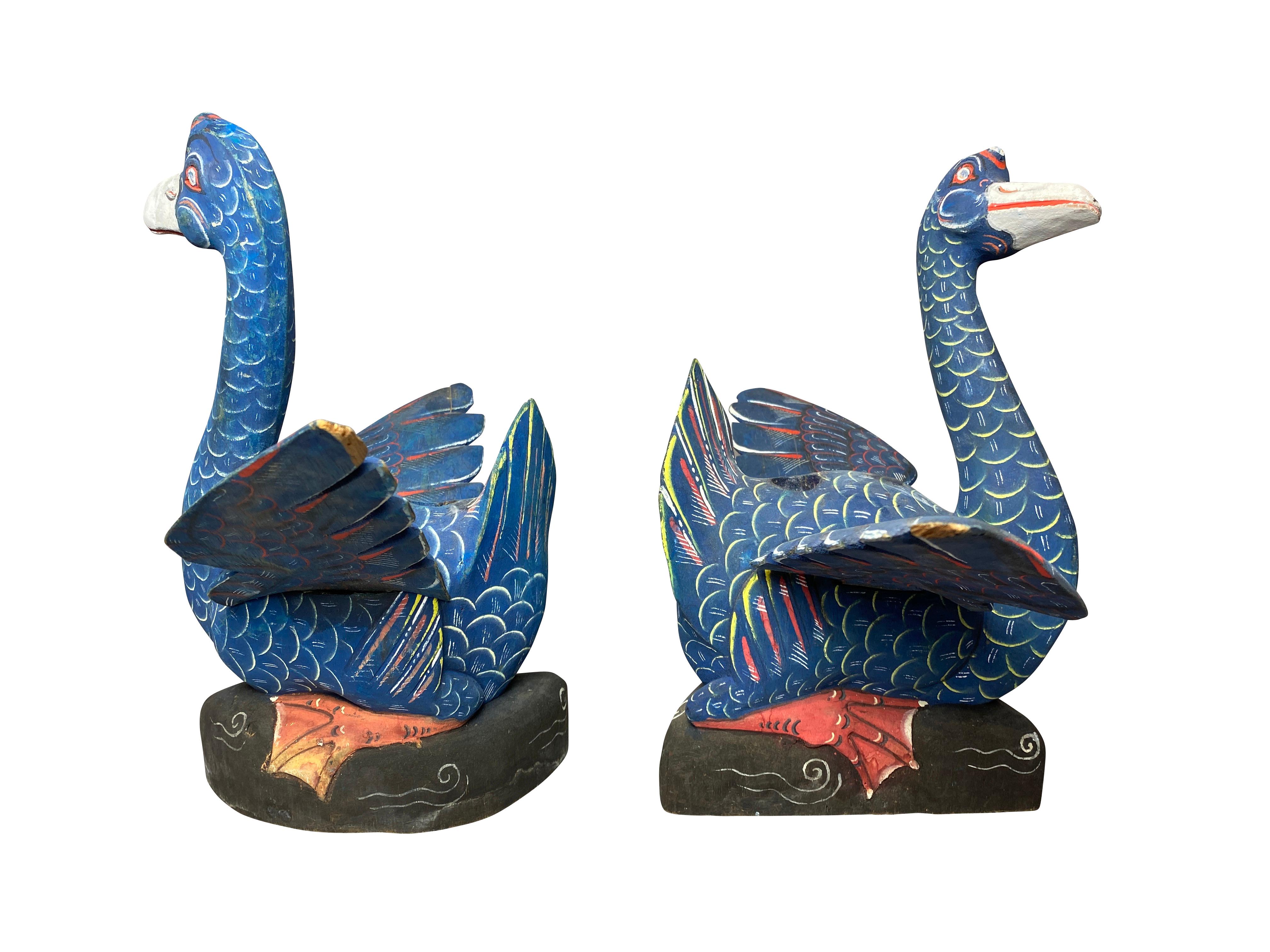 Pair of Balinese Carved and Painted Ducks from John Volk's Estate For Sale 6