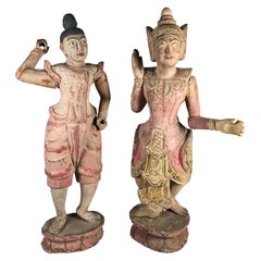 Antique Pair of Balinese Figural Sculptures