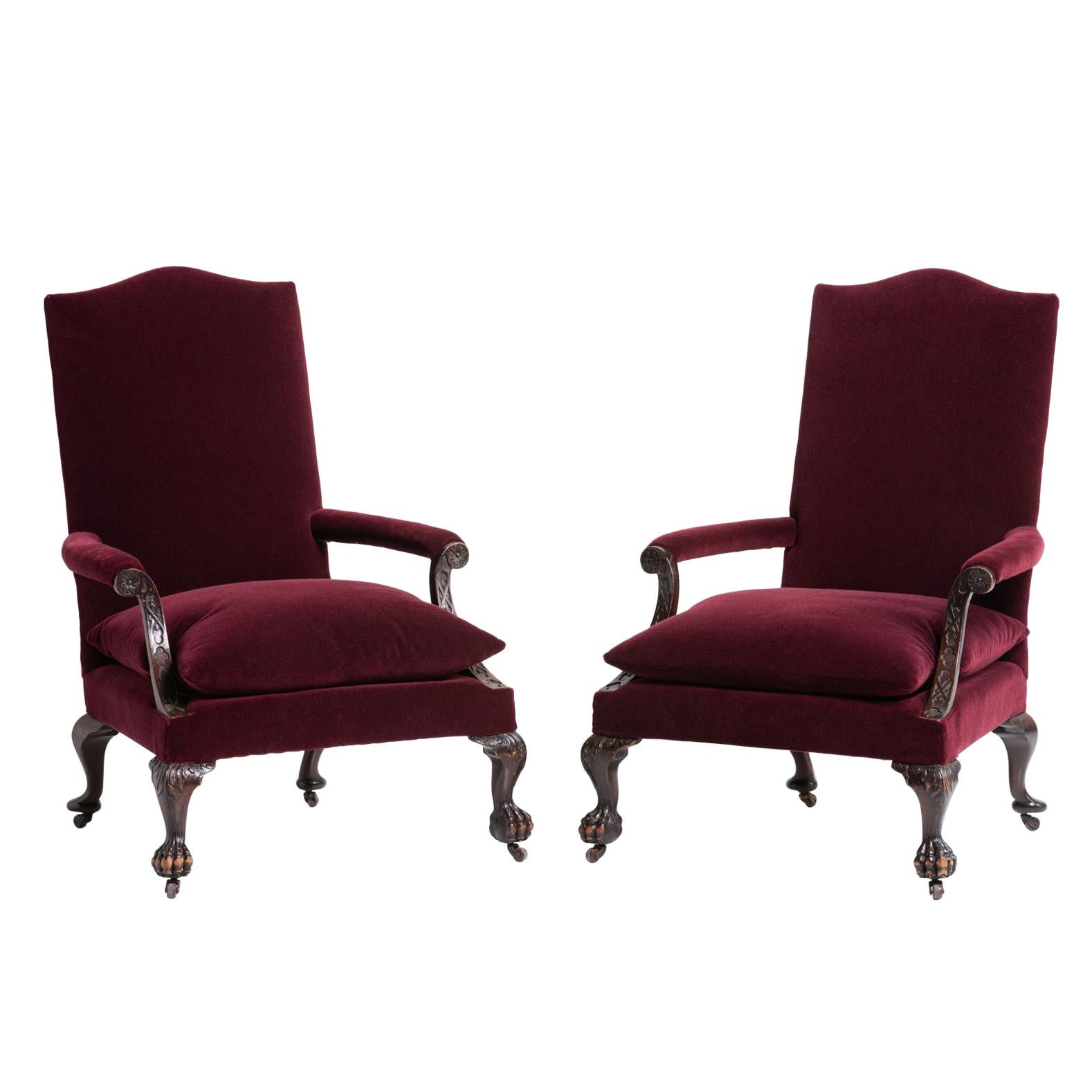 Pair of Ball and Claw Armchairs, England, circa 1890
