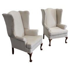 Pair of Ball and Claw Fireside Wingback Chairs by Thomasville
