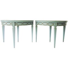 Vintage Pair of Ballard Designs Demilune Tables