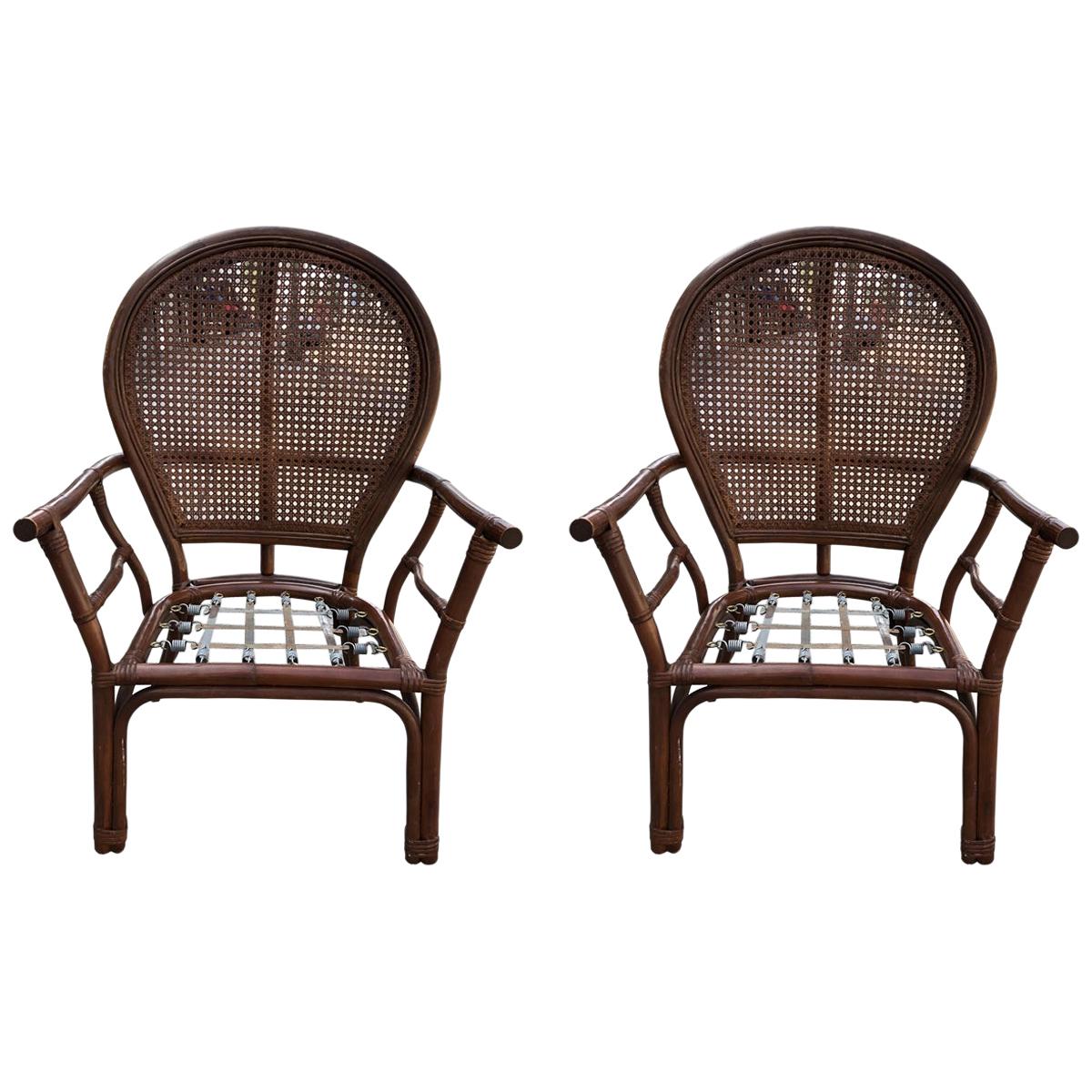Pair of Ballon-Back Armchairs by Ficks Reed