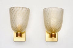 Paar Baloton Gold Murano Glas Wandleuchter, Piattelli kuratiert Maestro collection'S