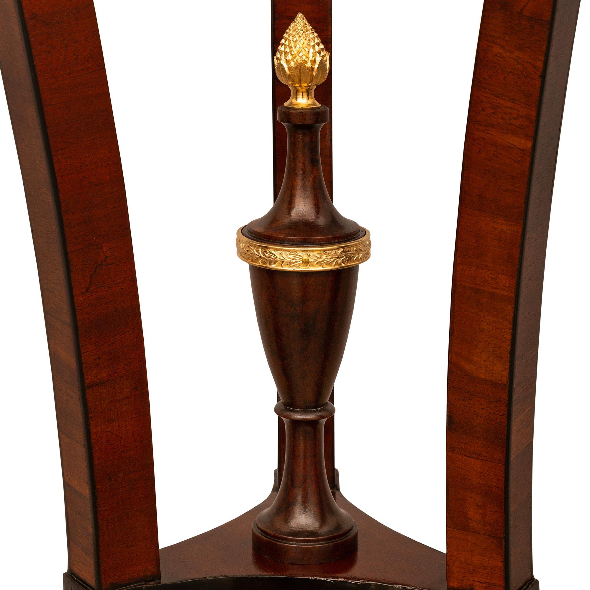 Pair Of Baltic 19th c. Neo-Classical St. Ormolu, Mahogany, And Marble Pedestals For Sale 1