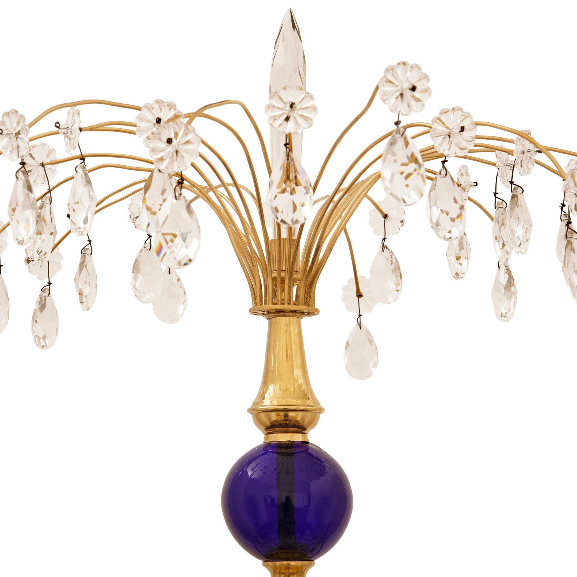 Baltico coppia di candelabri baltici del XIX secolo in vetro, ormolu e marmo in vendita