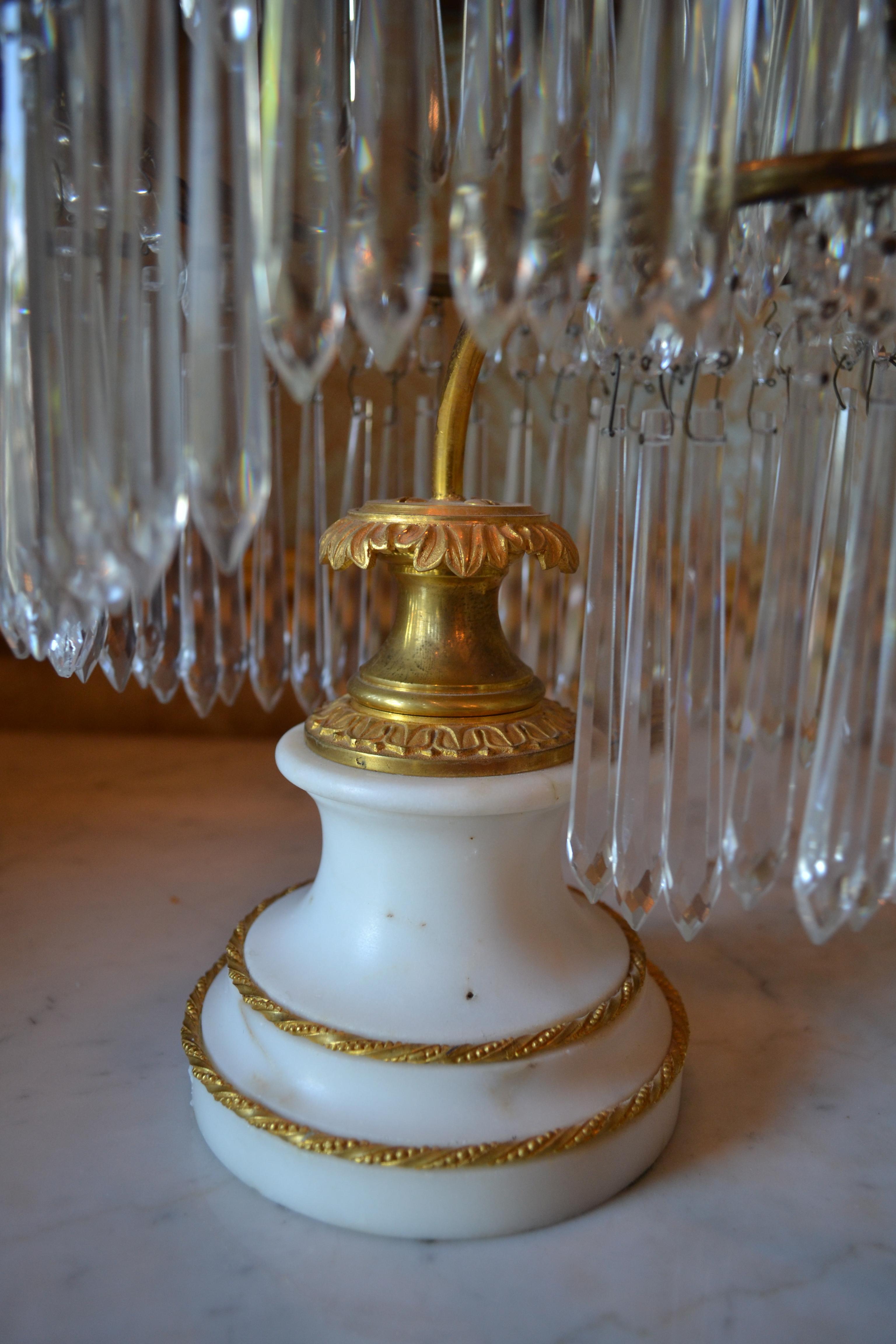 Pair of Baltic Crystal and Marble Girandoles 'Candelabra' 1