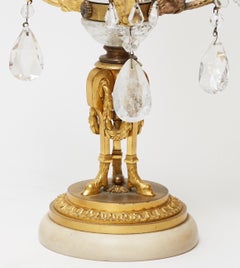 Pair of Baltic Gilt Bronze and Rock Crystal Girandole Candelabras