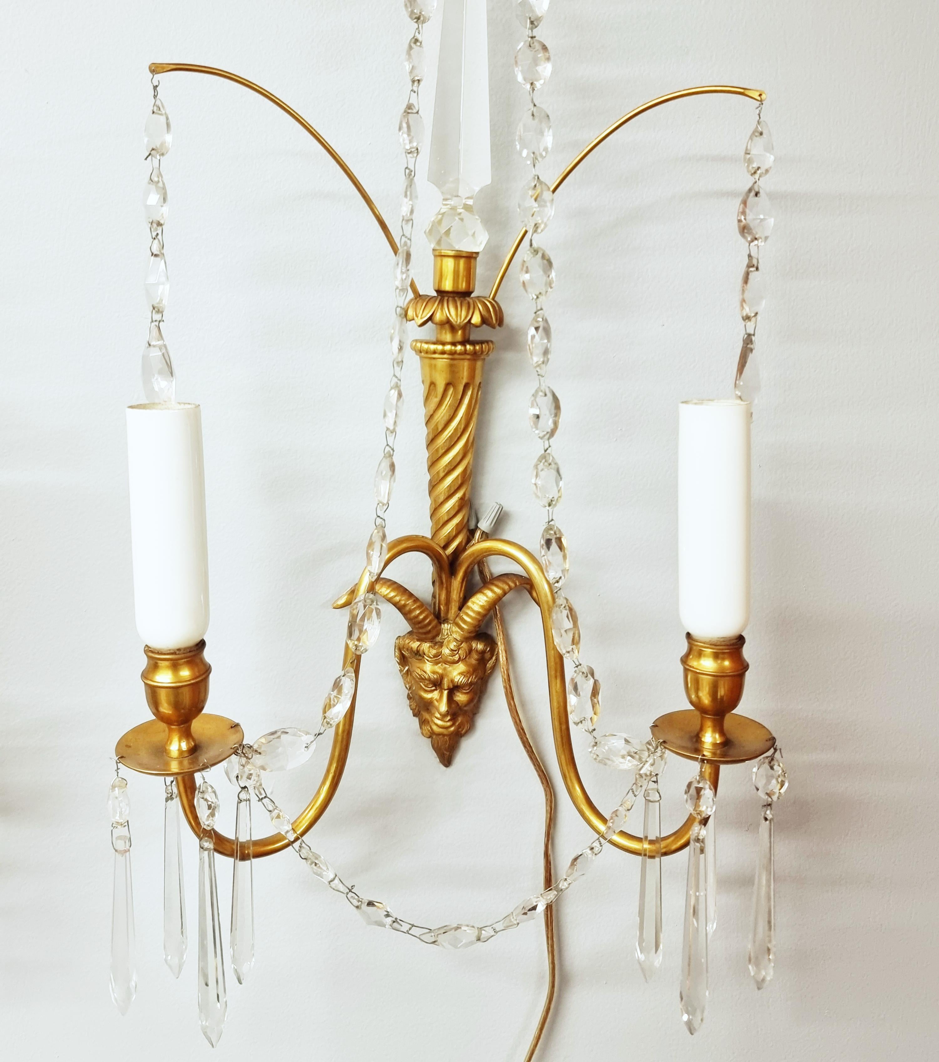 Pair of Baltic Gilt Satyr Faun Head Wall Sconces, Late 19th / Early 20th Century For Sale 4