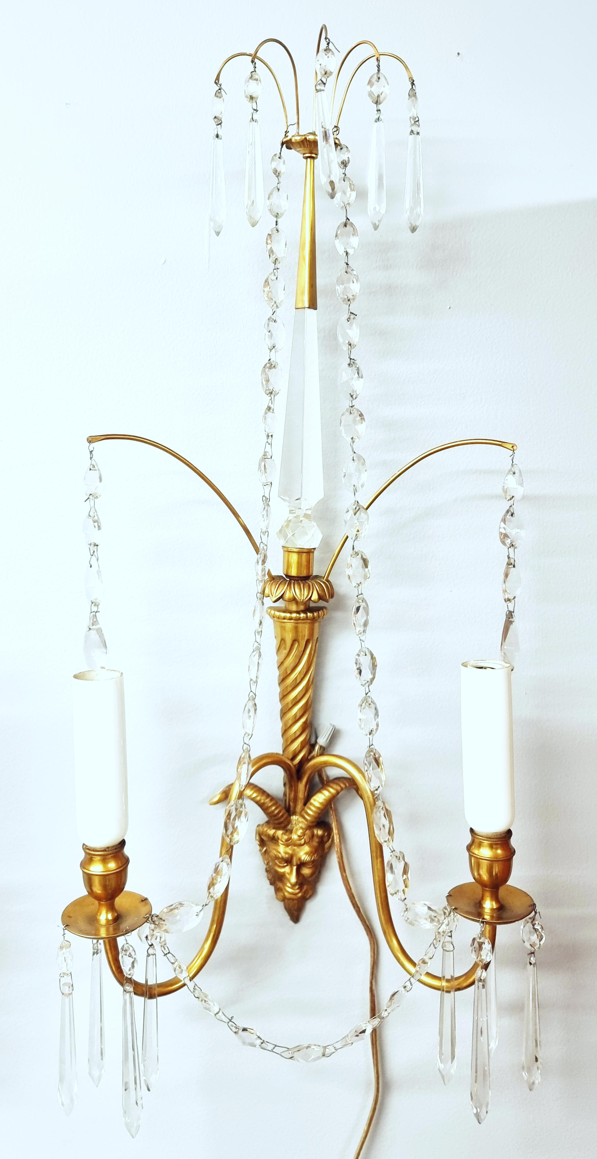 Pair of Baltic Gilt Satyr Faun Head Wall Sconces, Late 19th / Early 20th Century For Sale 6
